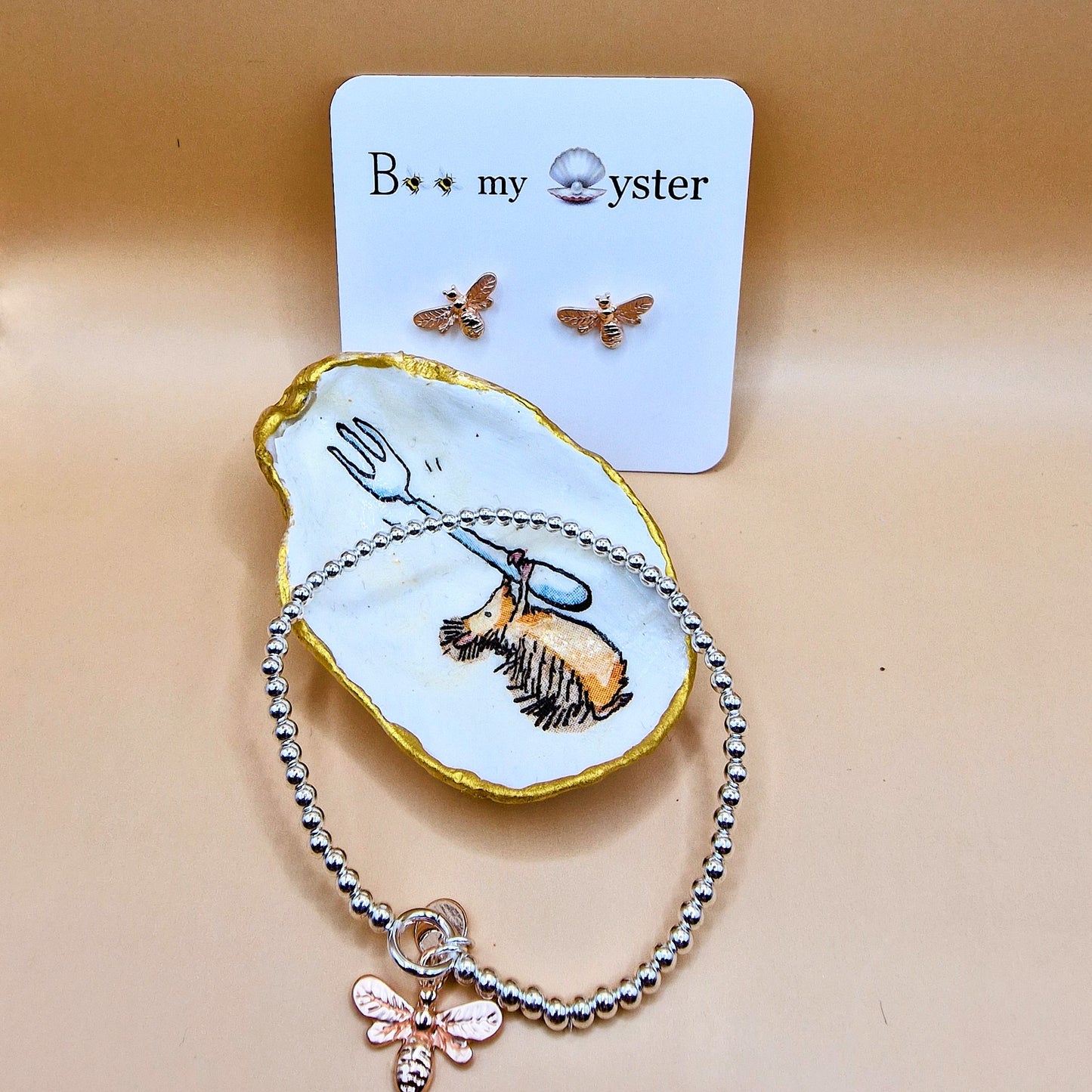 Hedgehog Fork Oyster Shell Trinket Dish
