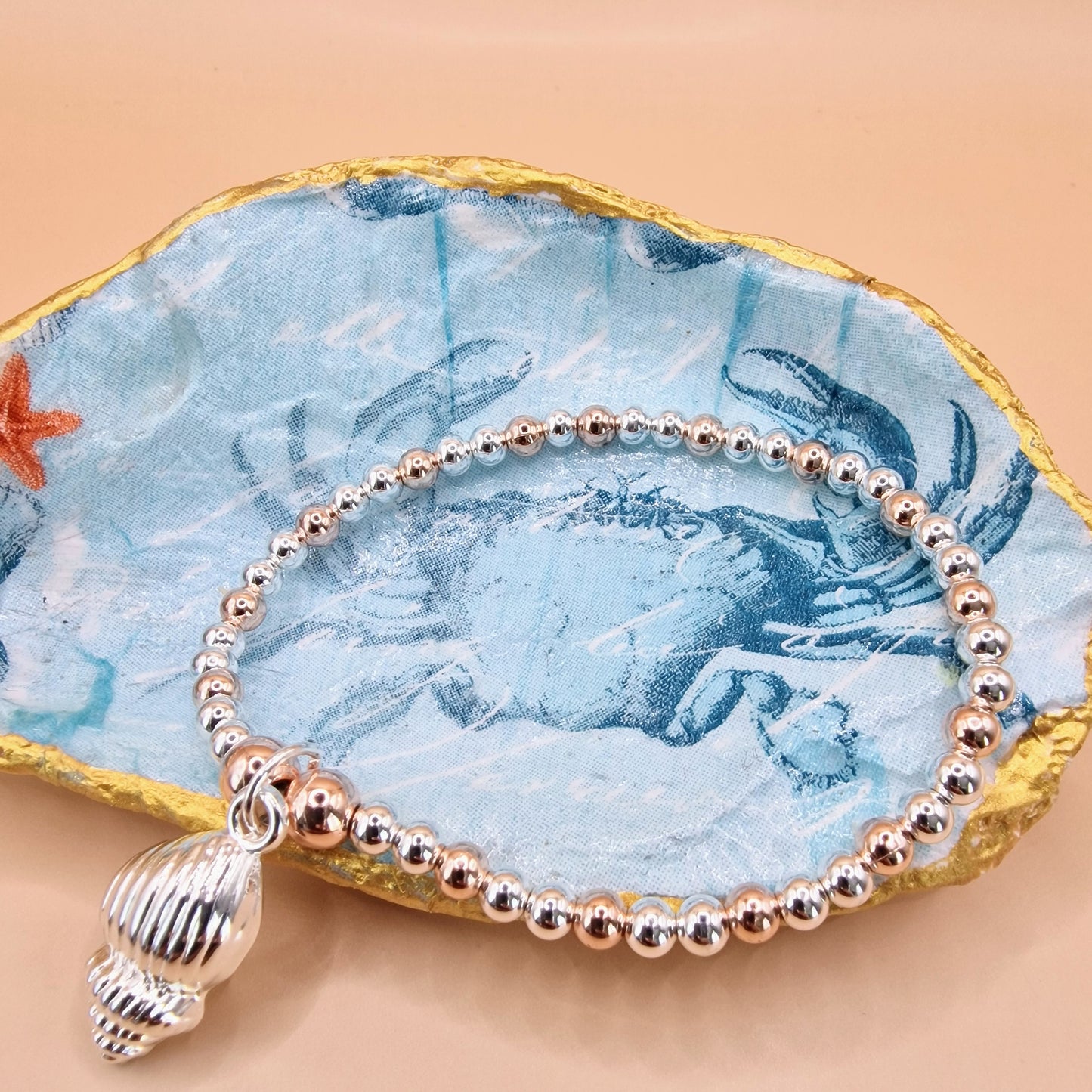 Crab Sealife Blue Oyster Shell Trinket Dish