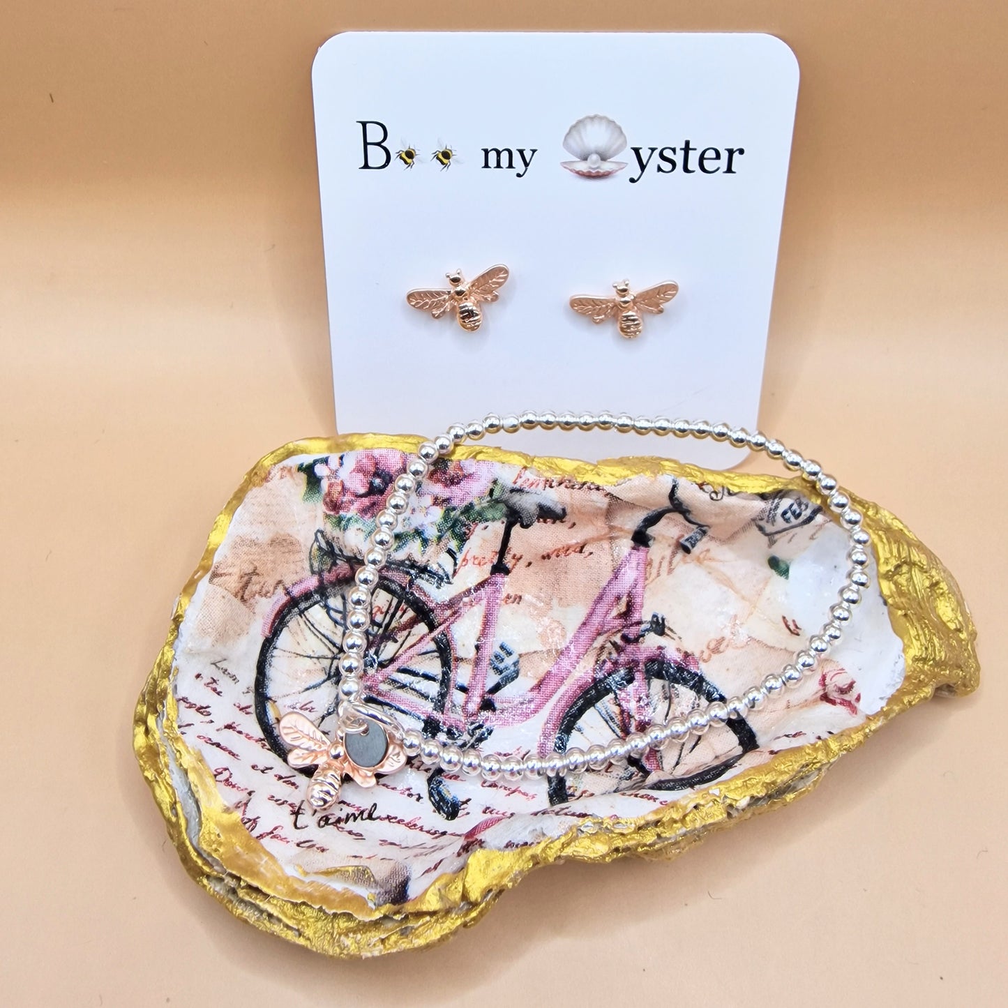 Parisian Bicycle Pink Medium Oyster Shell Trinket Dish