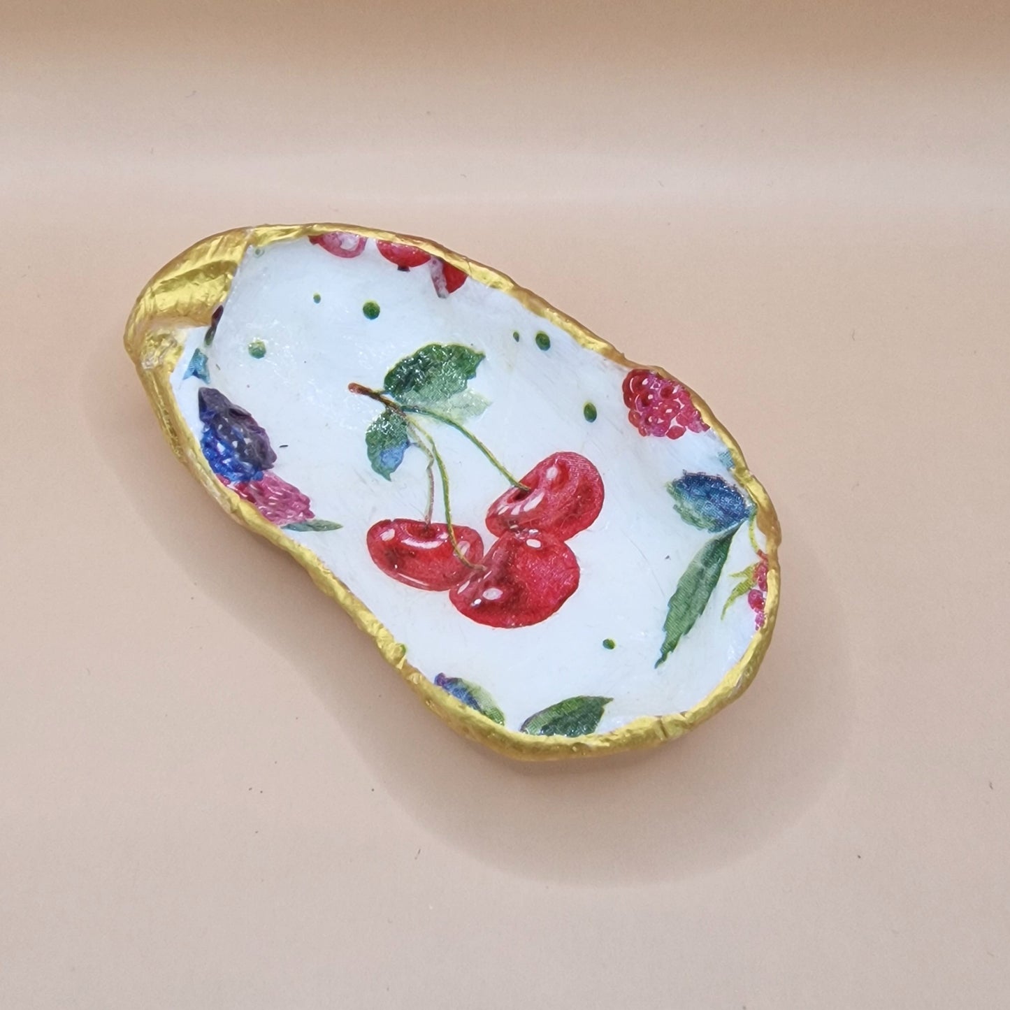 Cherries Small Oyster Shell Trinket Dish
