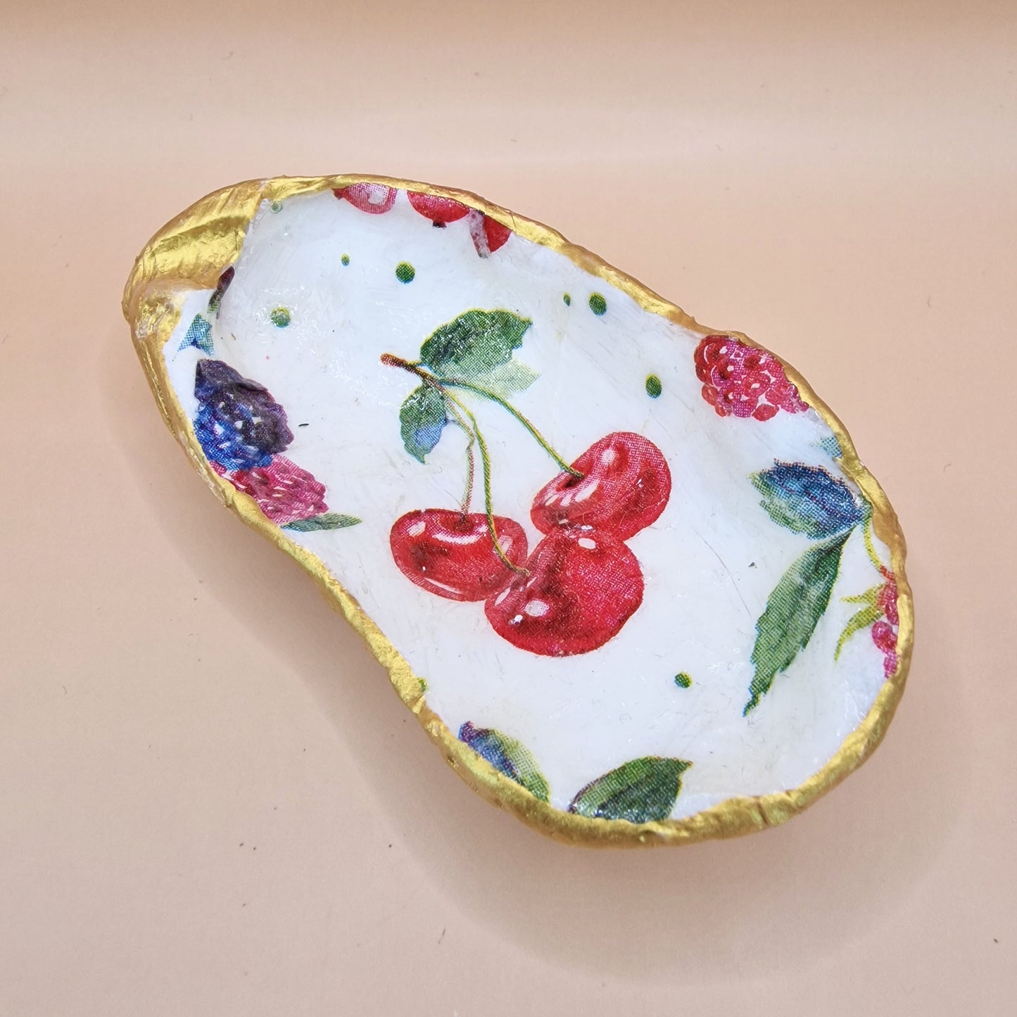 Cherries Small Oyster Shell Trinket Dish