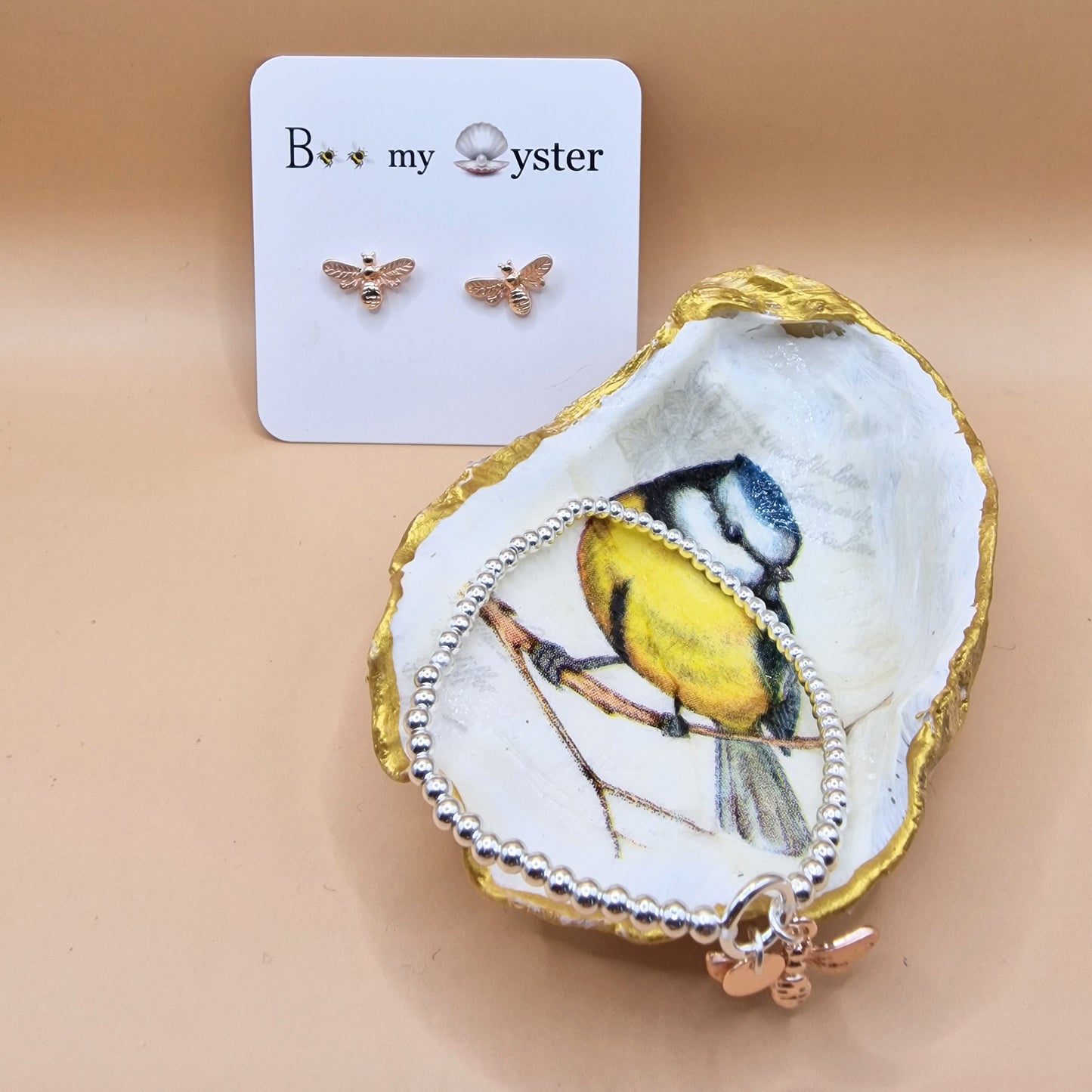 Blue Tit Medium Oyster Shell Trinket Dish