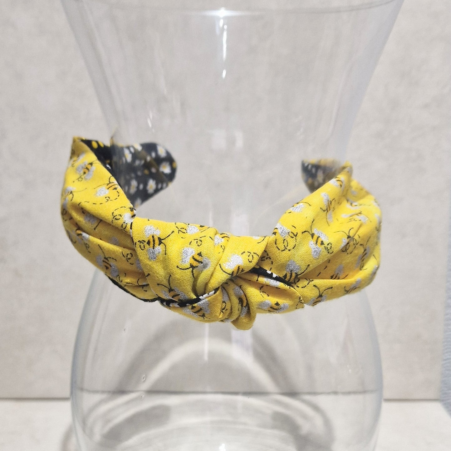 Hairband Glitter Bee Cotton Fabric Bespoke Top Knot Headband