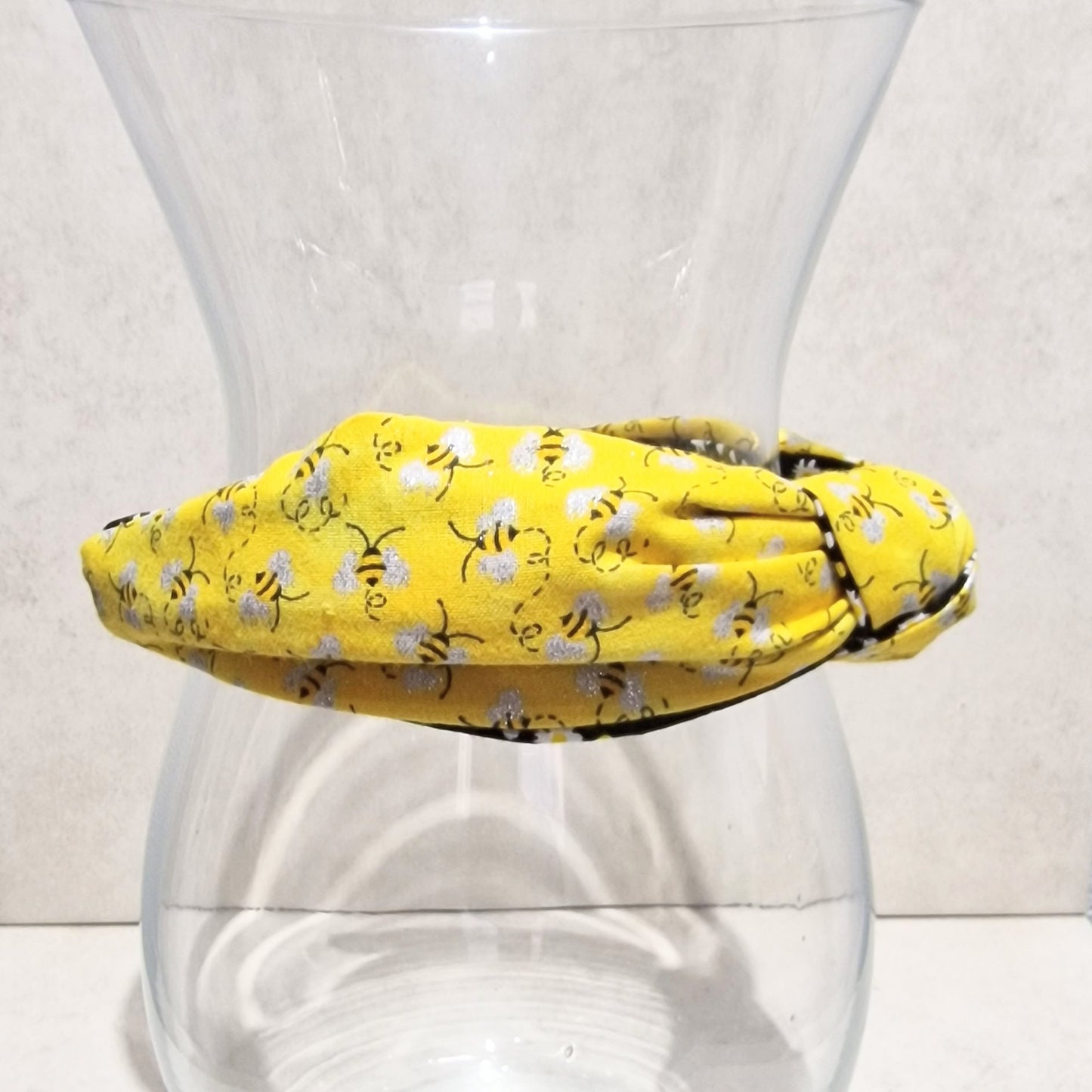 Hairband Glitter Bee Cotton Fabric Bespoke Top Knot Headband