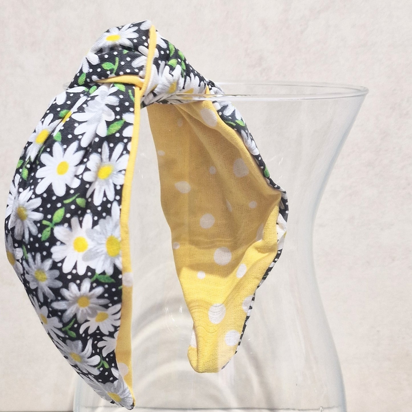 Hairband Spotty Daisy Cotton Fabric Bespoke Top Knot Headband