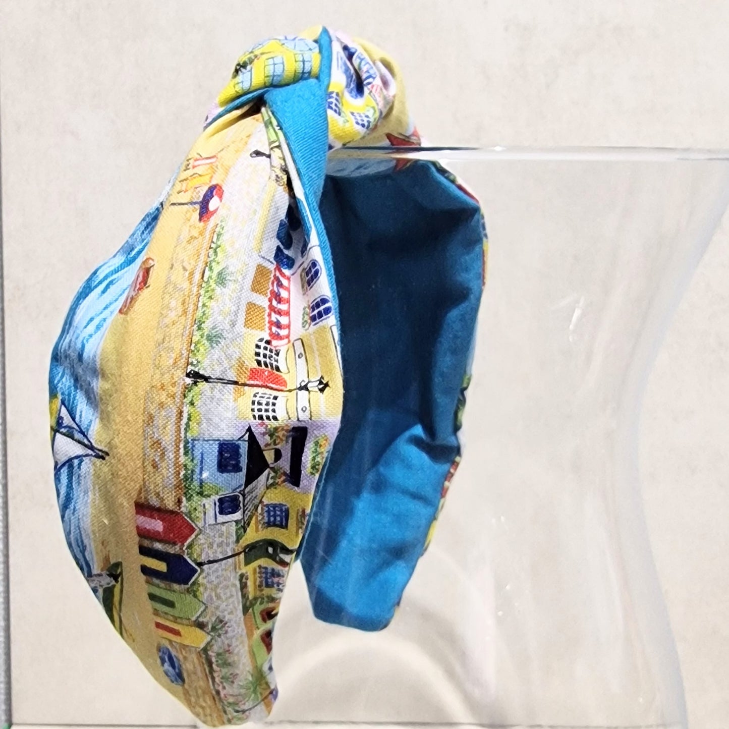 Hairband Beach Huts Cotton Fabric Bespoke Top Knot Headband