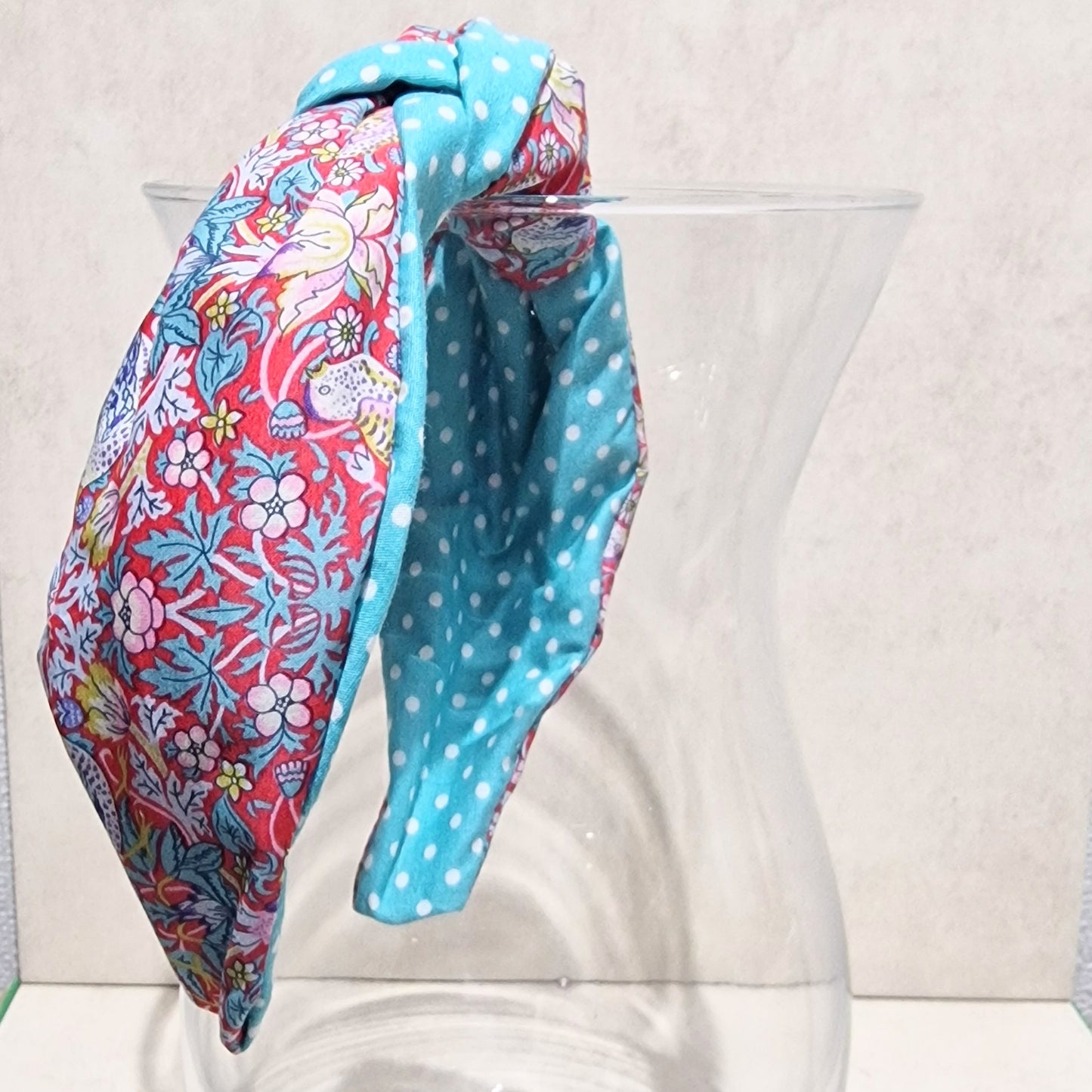 Liberty of London Hairband Strawberry Thief Tana Lawn Red Cotton Fabric Top Knot Headband