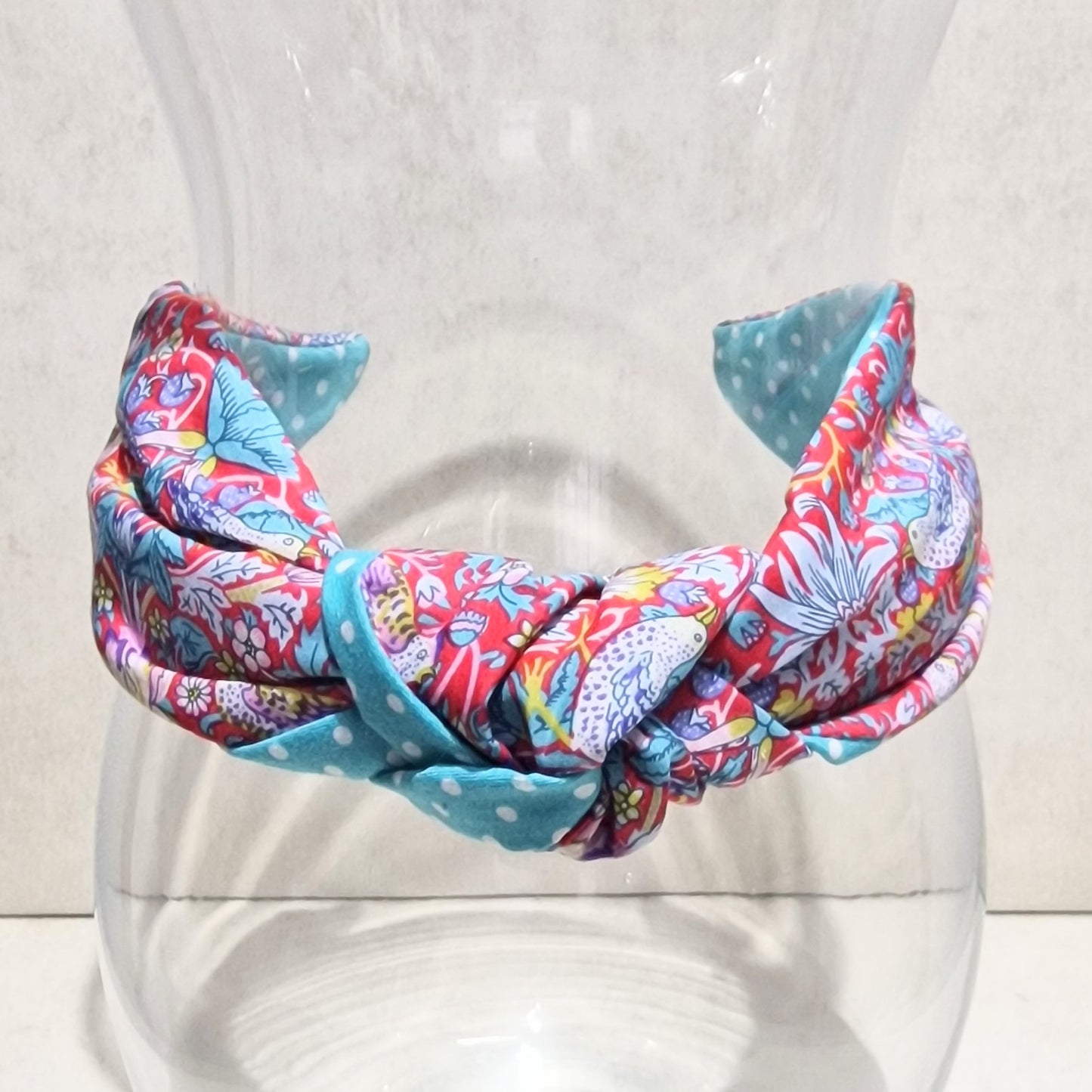 Liberty of London Hairband Strawberry Thief Tana Lawn Red Cotton Fabric Top Knot Headband