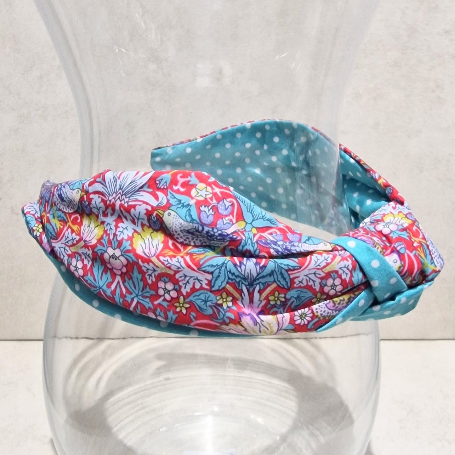 Liberty of London Hairband Strawberry Thief Tana Lawn Red Cotton Fabric Top Knot Headband