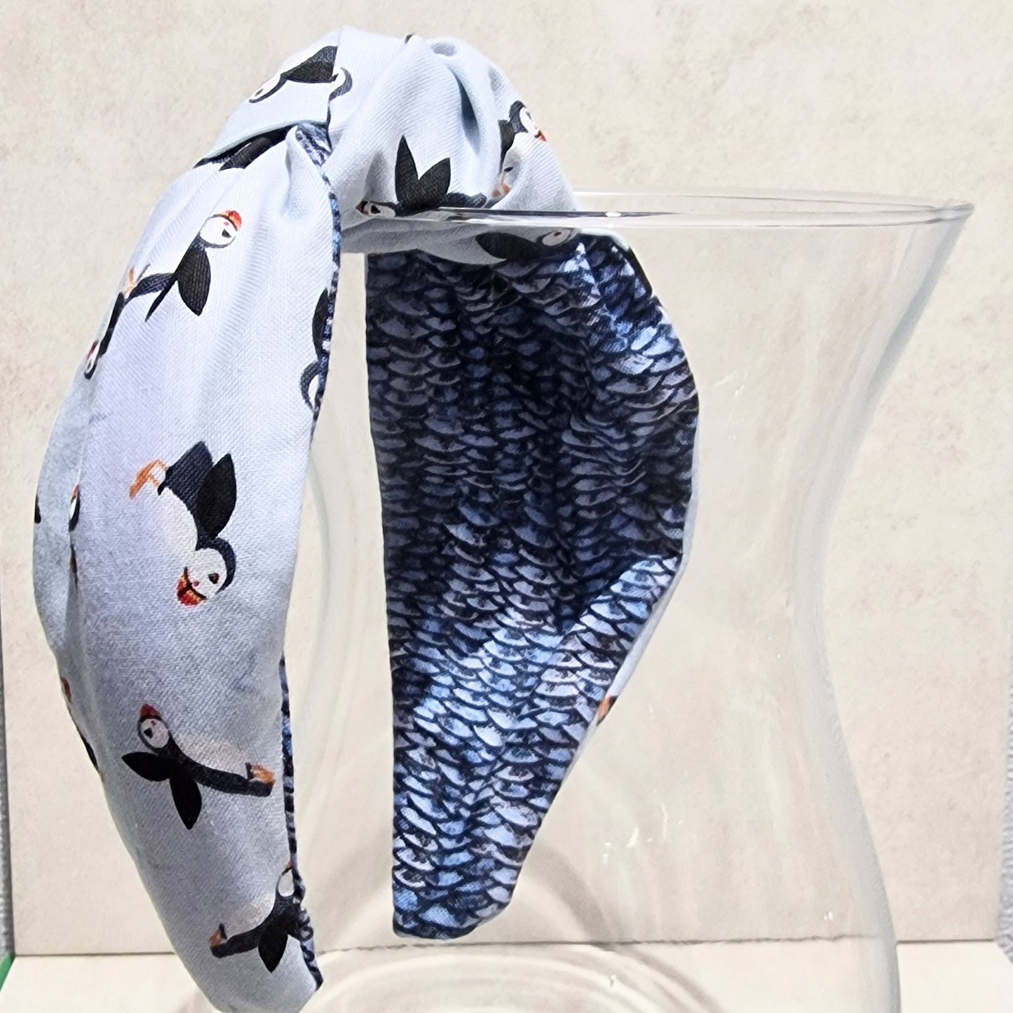 Hairband Puffin Cotton Fabric Bespoke Top Knot Headband