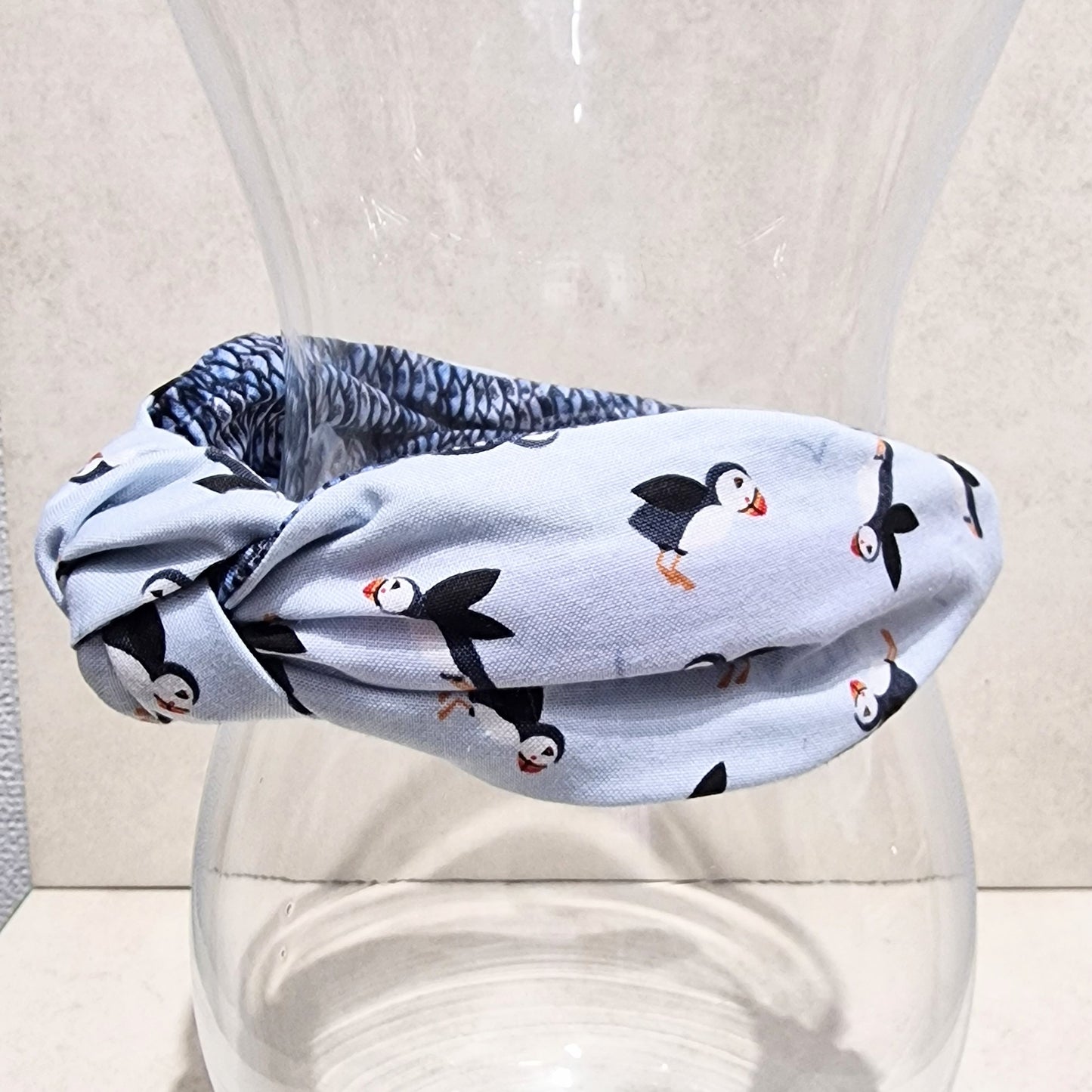 Hairband Puffin Cotton Fabric Bespoke Top Knot Headband