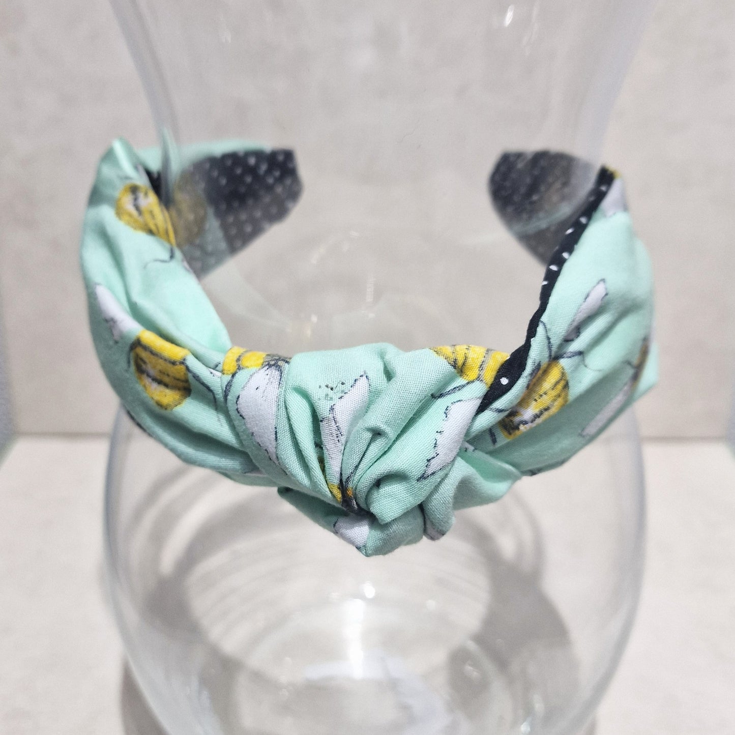 Hairband Mint Bumble Bee Cotton Fabric Bespoke Top Knot Headband