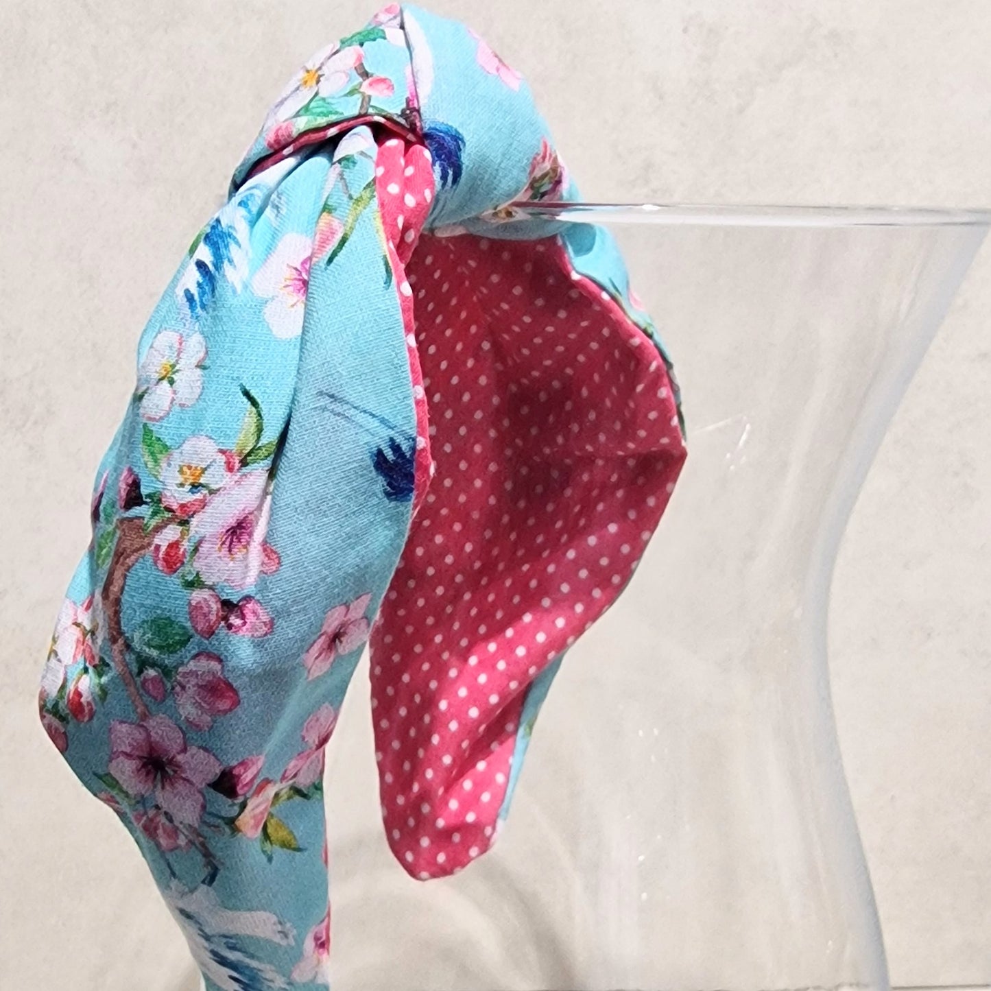 Hairband Cherry Blossom Heron Cotton Fabric Bespoke Top Knot Headband