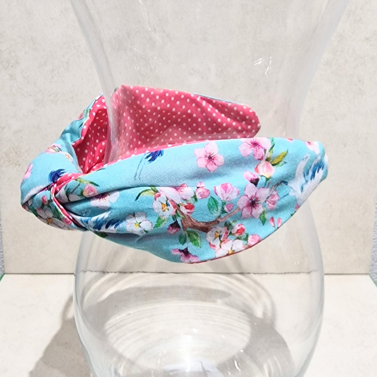Hairband Cherry Blossom Heron Cotton Fabric Bespoke Top Knot Headband