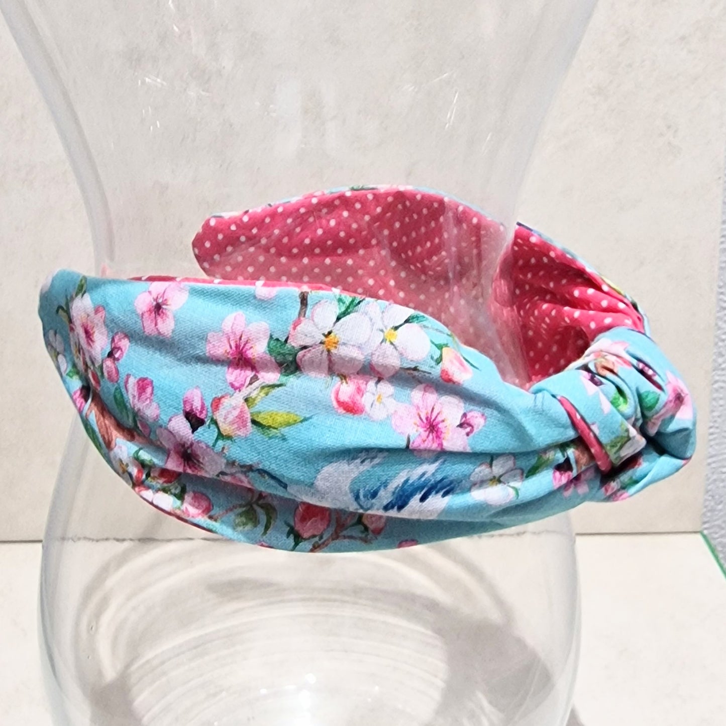 Hairband Cherry Blossom Heron Cotton Fabric Bespoke Top Knot Headband