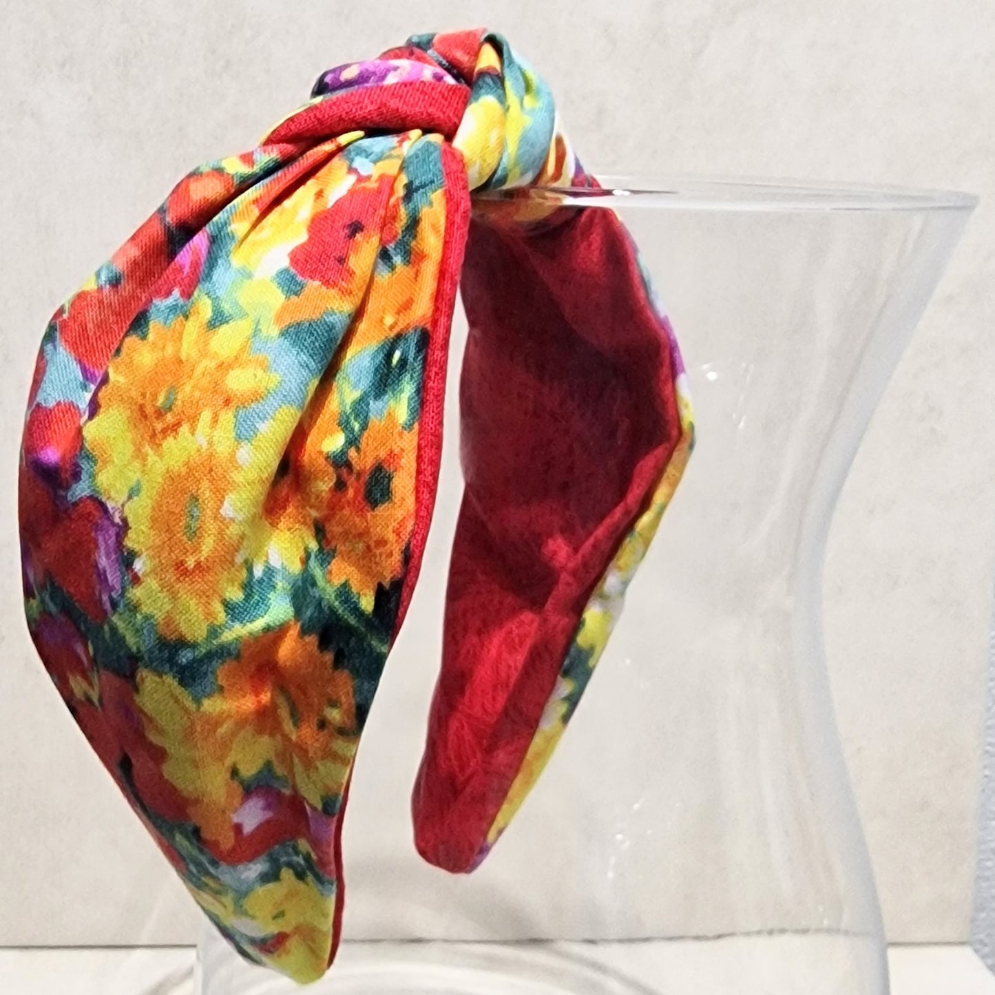 Hairband Sunflowers Tulips Cotton Fabric Bespoke Top Knot Headband