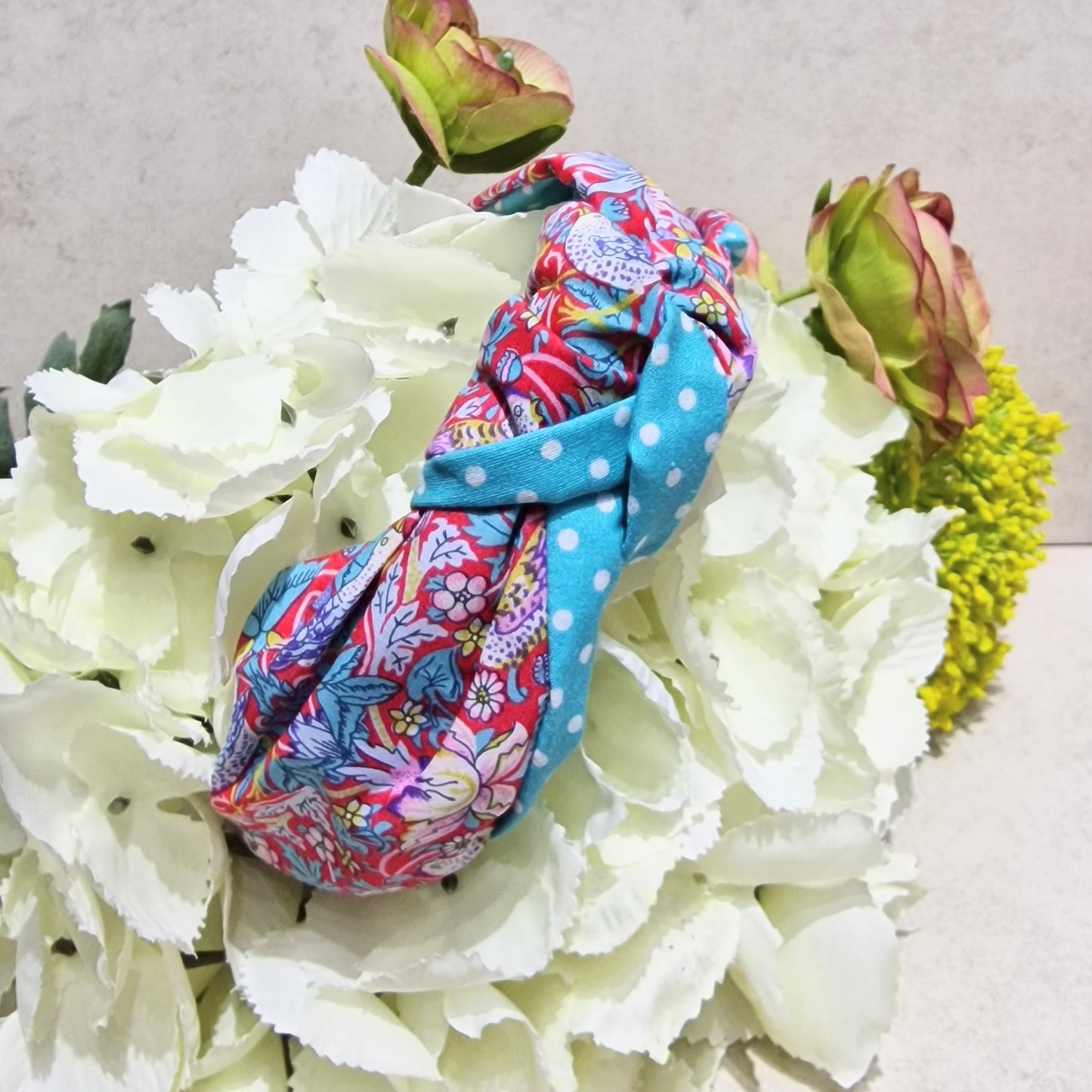 Liberty of London Hairband Strawberry Thief Tana Lawn Red Cotton Fabric Top Knot Headband