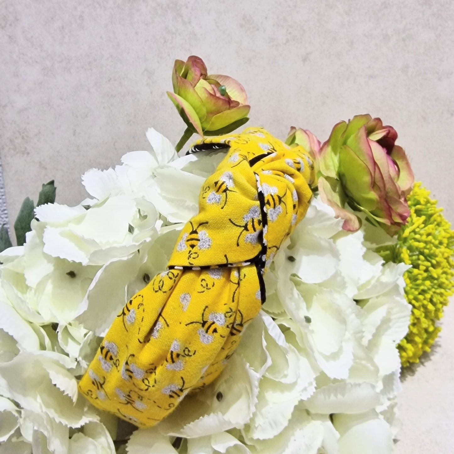 Hairband Glitter Bee Cotton Fabric Bespoke Top Knot Headband