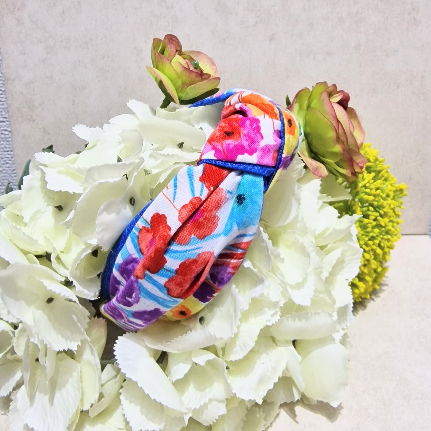 Hairband Abstract Flowers Cotton Fabric Bespoke Top Knot Headband