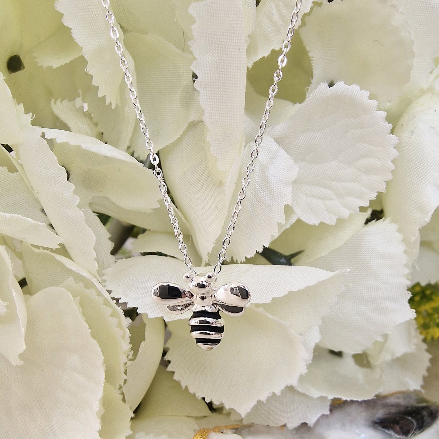 Bumble Bee Charm Necklace Silver Colour