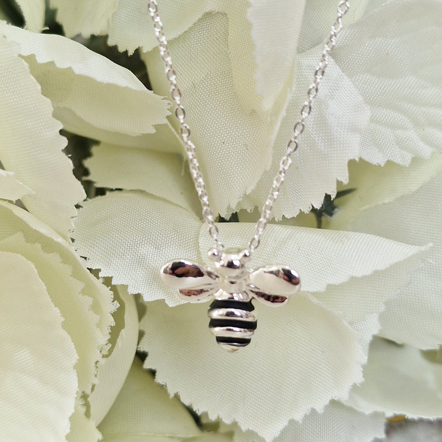 Bumble Bee Charm Necklace Silver Colour