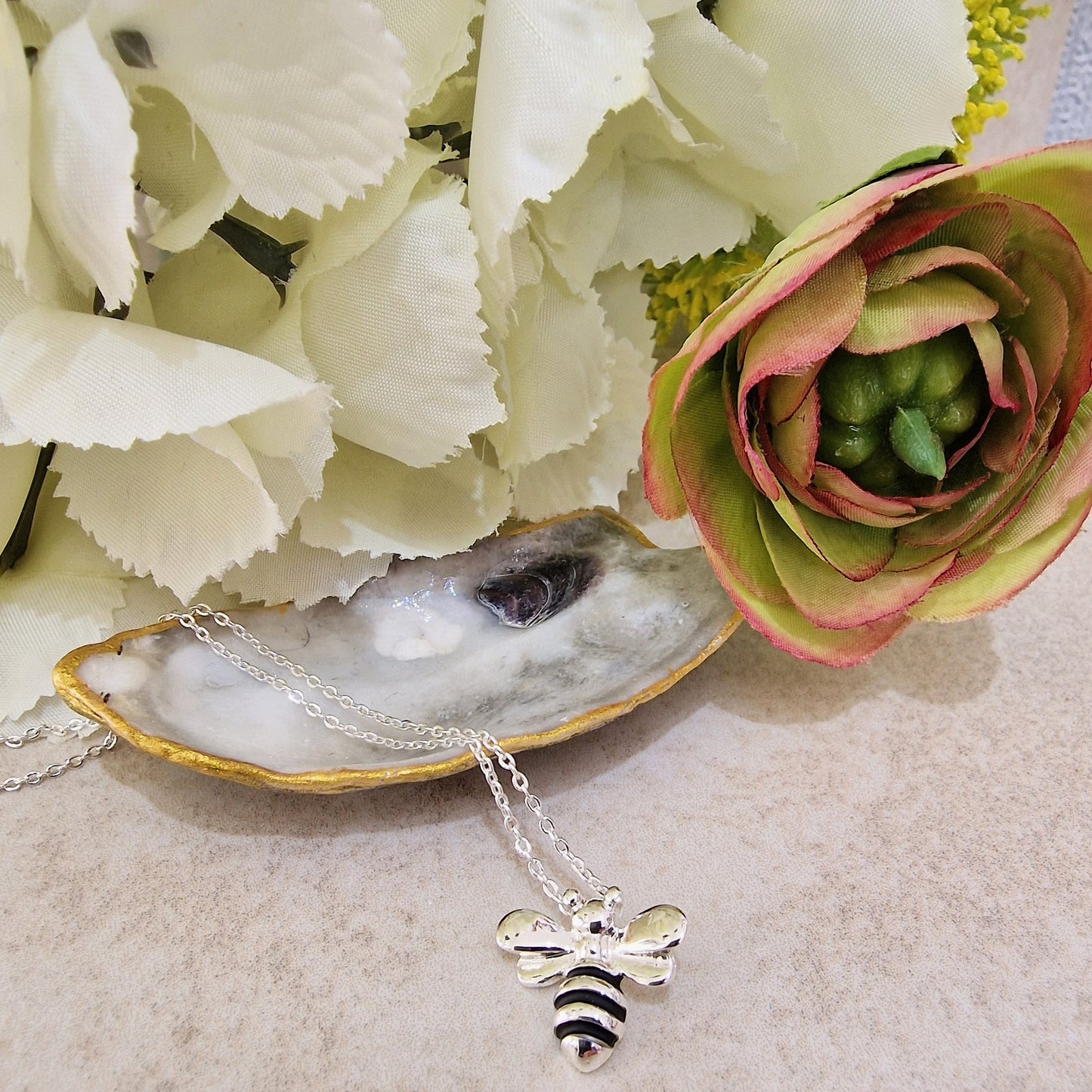 Bumble Bee Charm Necklace Silver Colour