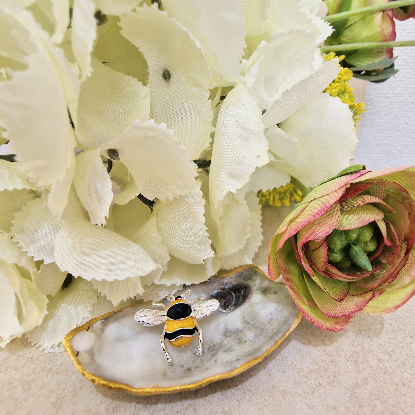 Delicate Bumble Bee Brooch Silver Colour