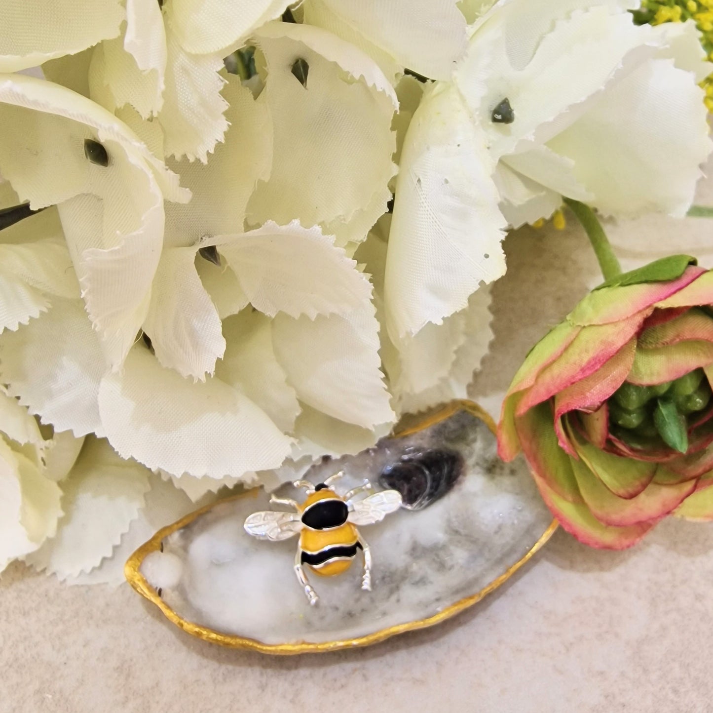 Delicate Bumble Bee Brooch Silver Colour