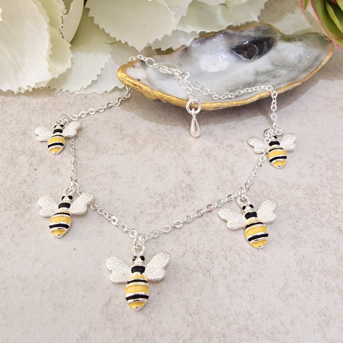 Bumble Bee Chain Charm Bracelet Silver Colour