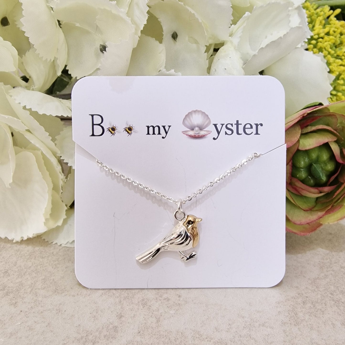 Robin Redbreast Charm Necklace Silver Gold Colour