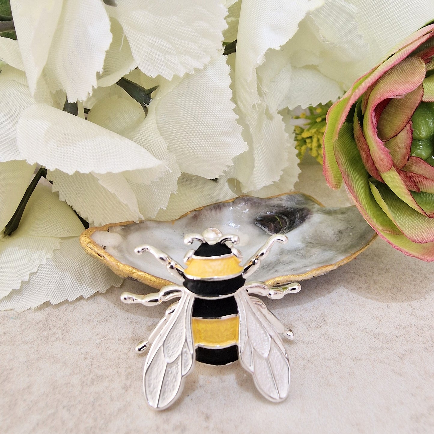 Bumble Bee Brooch Silver Colour