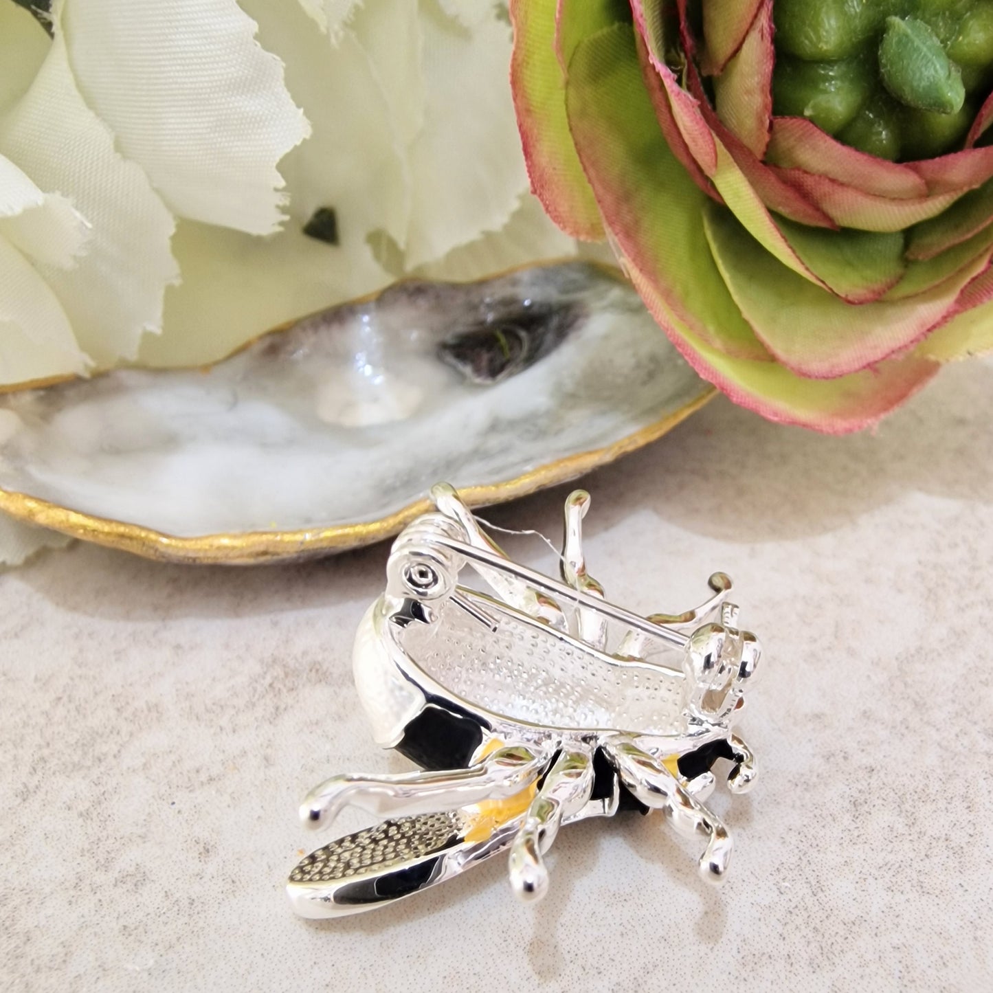 Bumble Bee Brooch Silver Colour