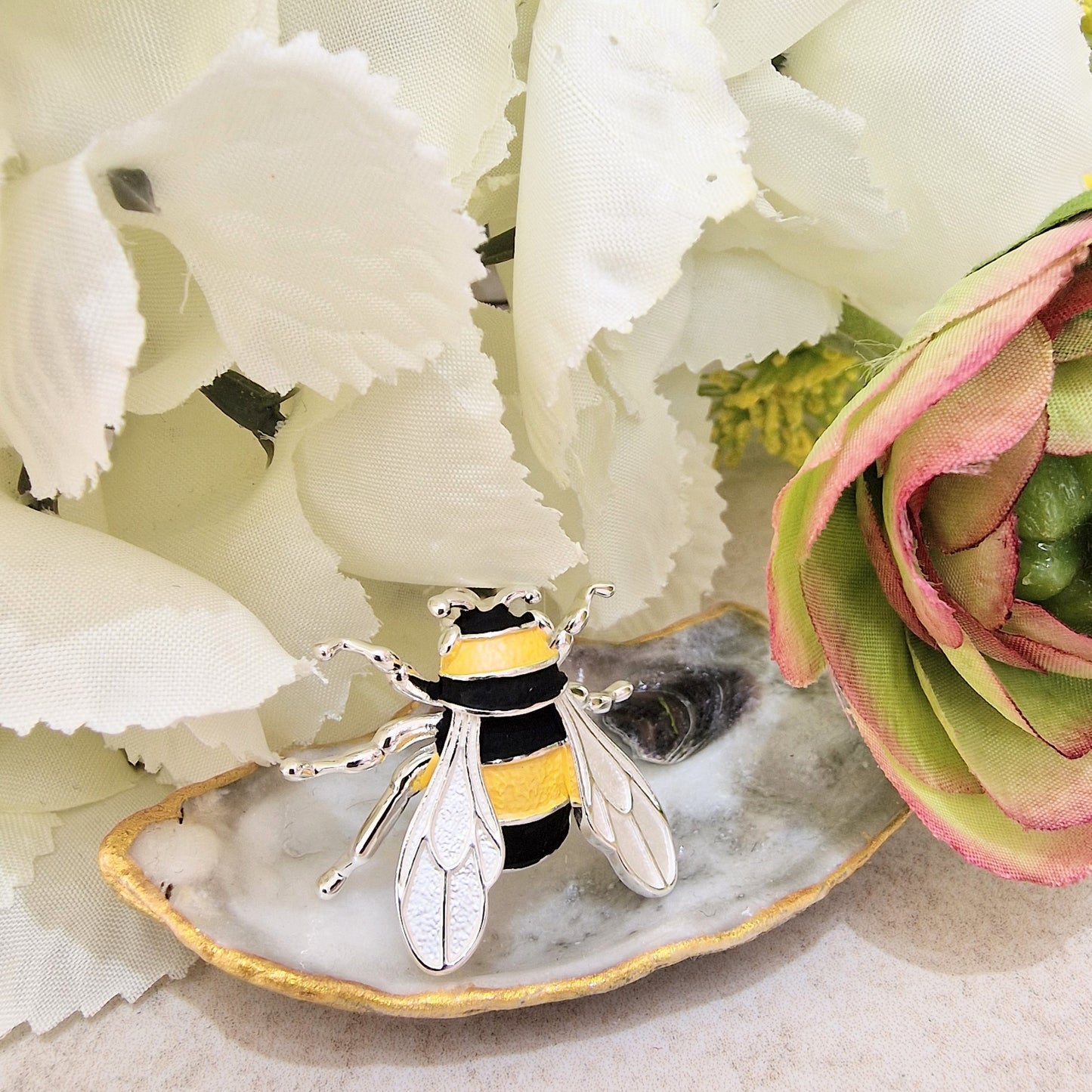 Bumble Bee Brooch Silver Colour