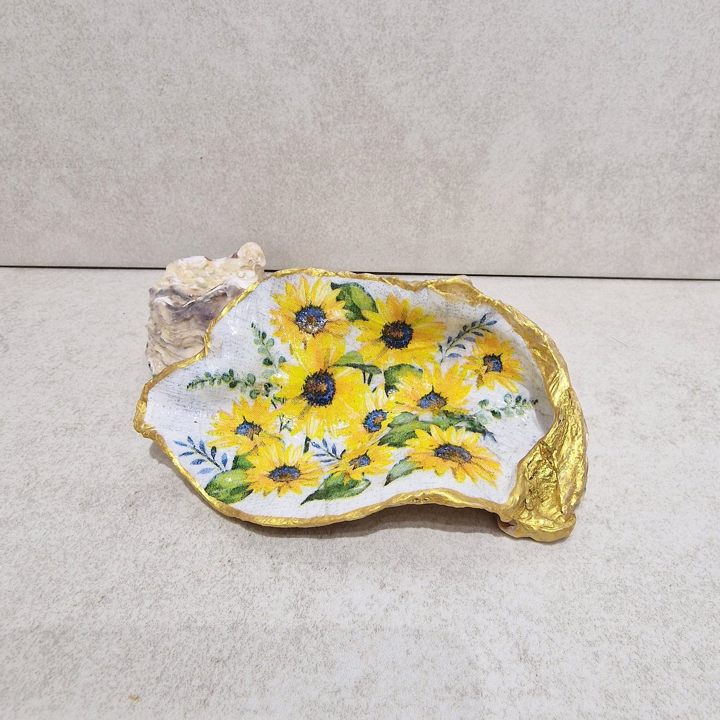 Sunflowers Large Oyster Shell Trinket Dish