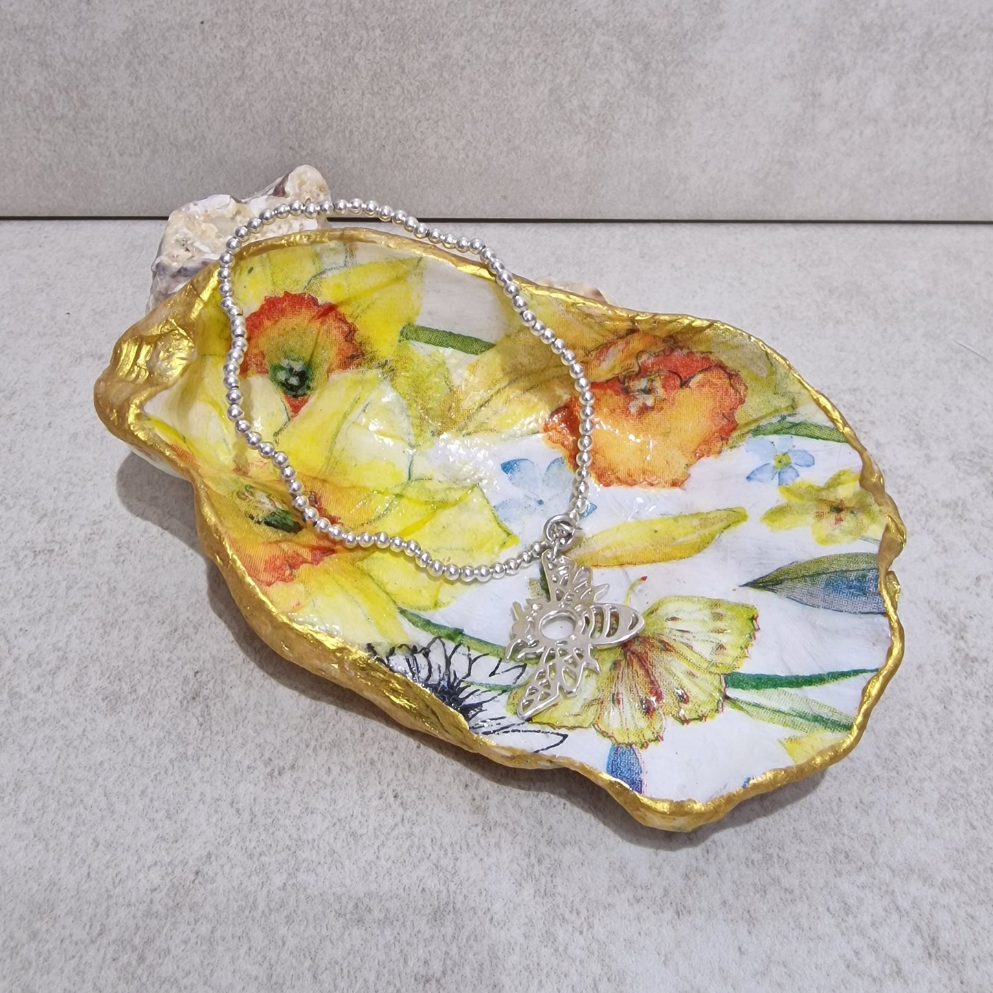 Daffodil Flowers Large Oyster Shell Trinket Dish
