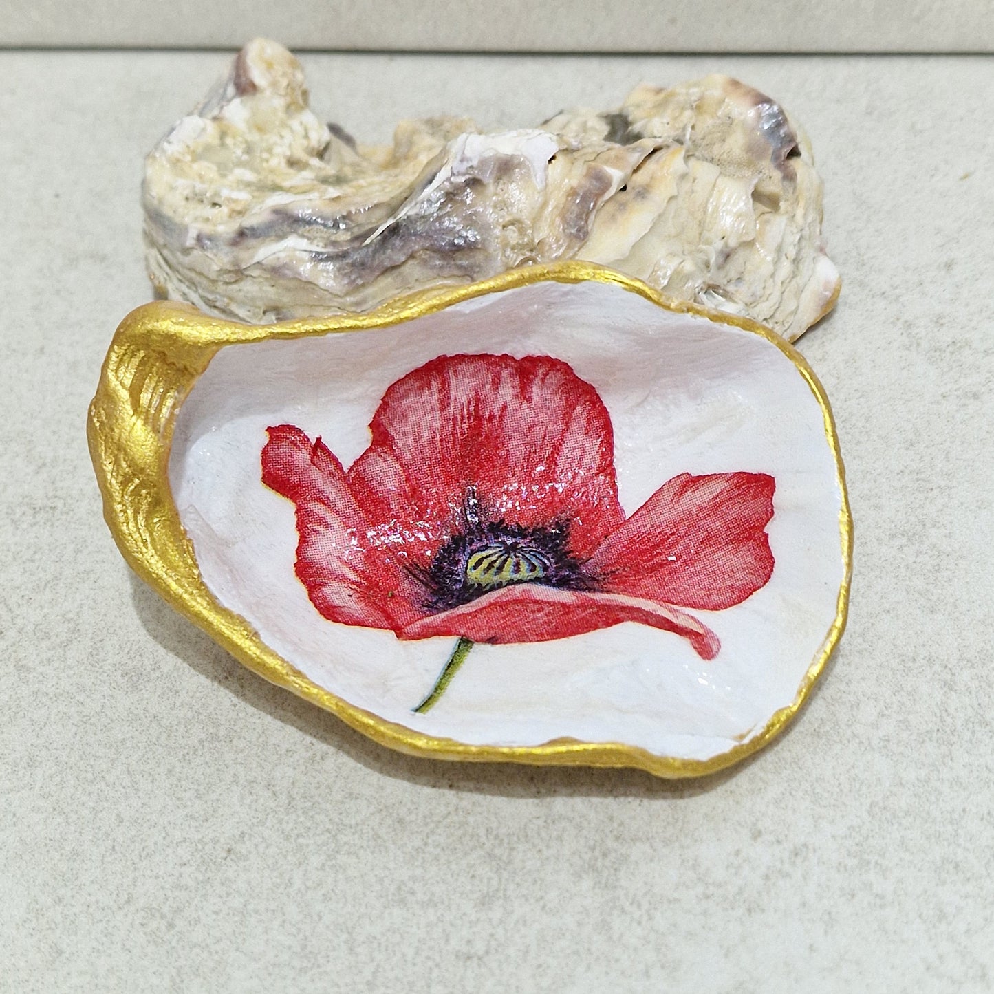 Poppies Poppy Flower Oyster Shell Trinket Dish