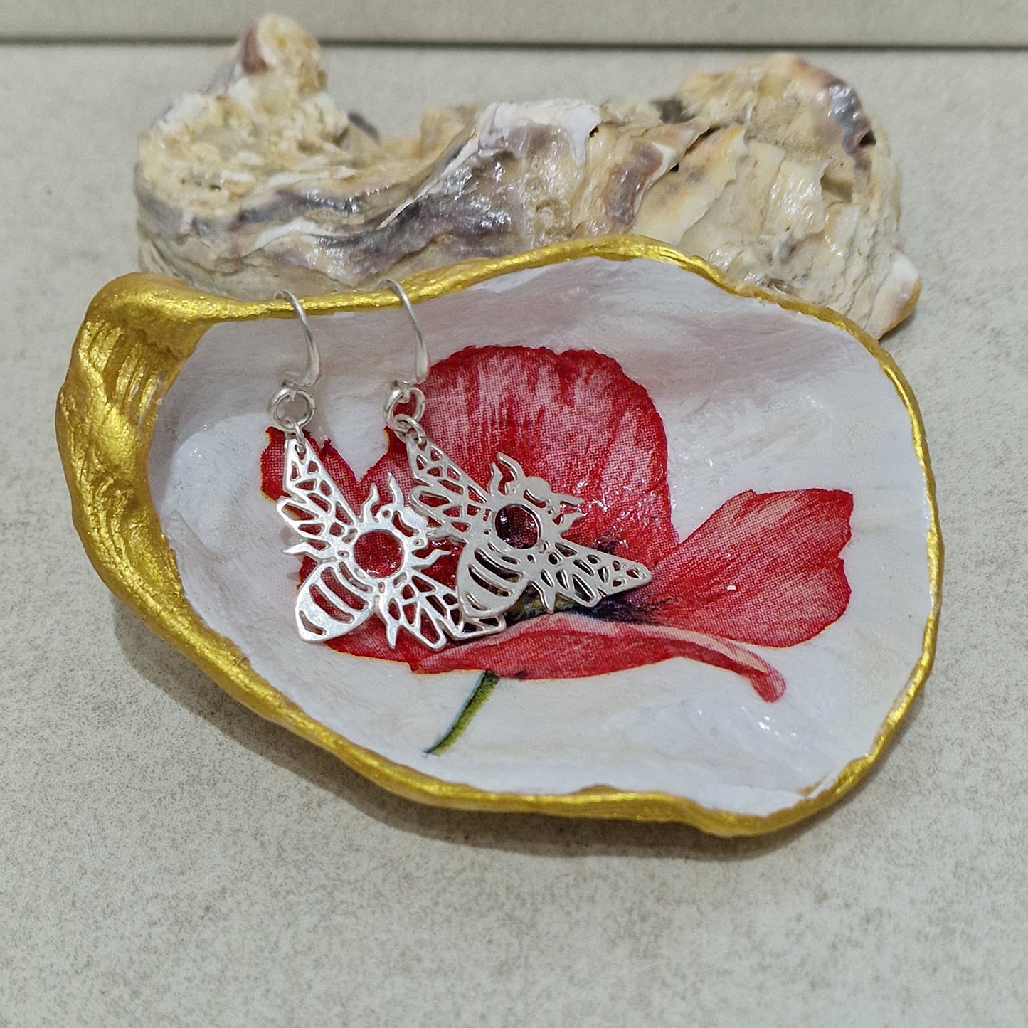 Poppies Poppy Flower Oyster Shell Trinket Dish
