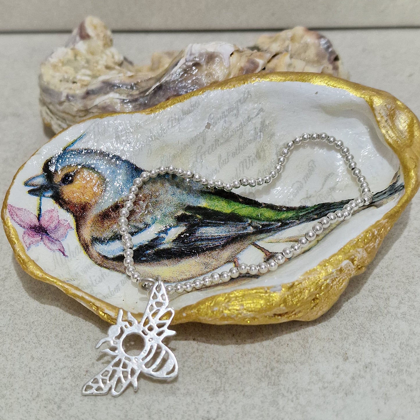 Chaffinch Bird Flower Oyster Shell Trinket Dish