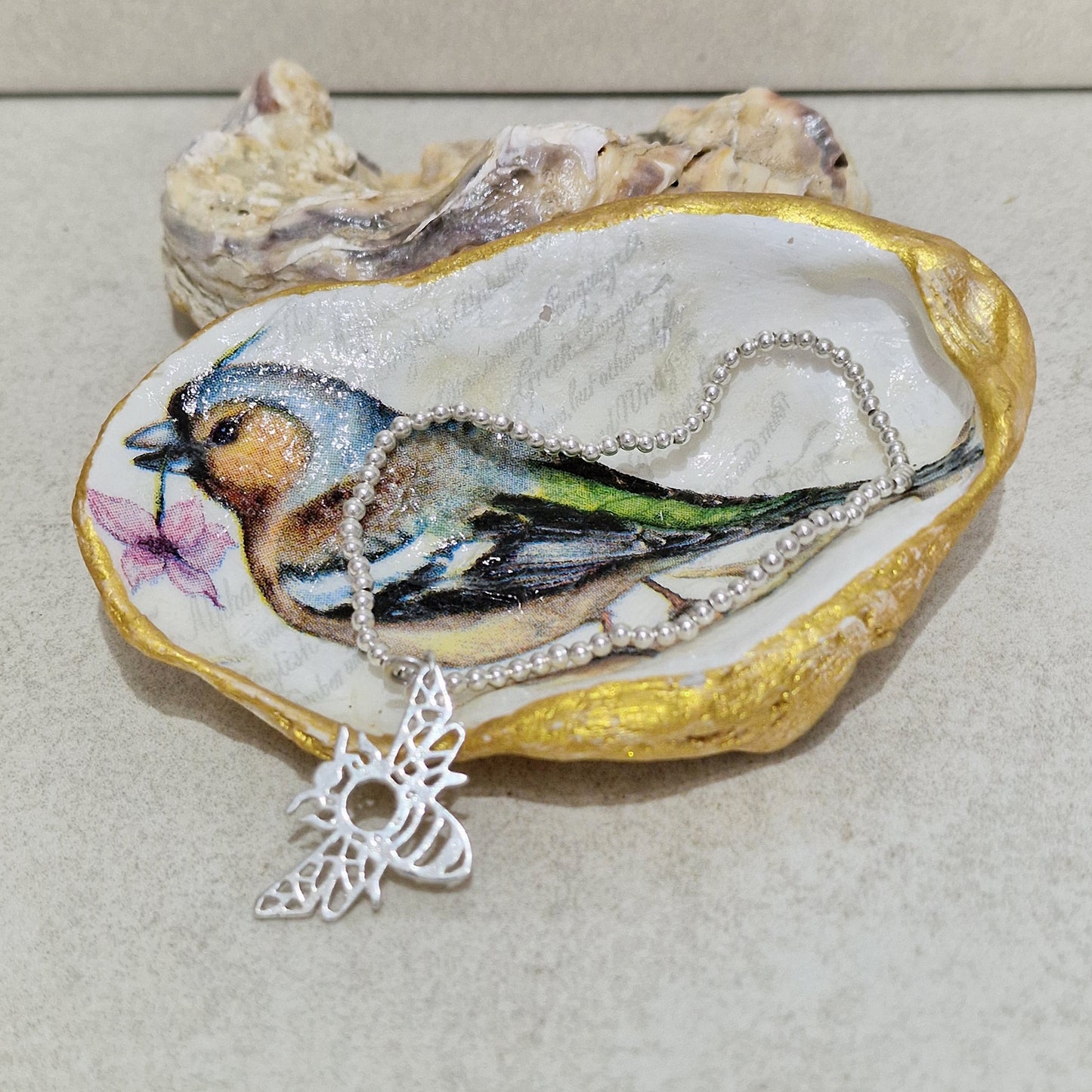 Chaffinch Bird Flower Oyster Shell Trinket Dish