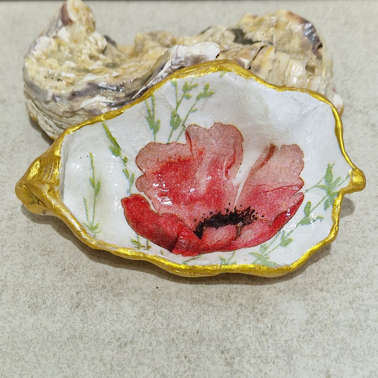 Poppies Poppy Flower Small Oyster Shell Trinket Dish
