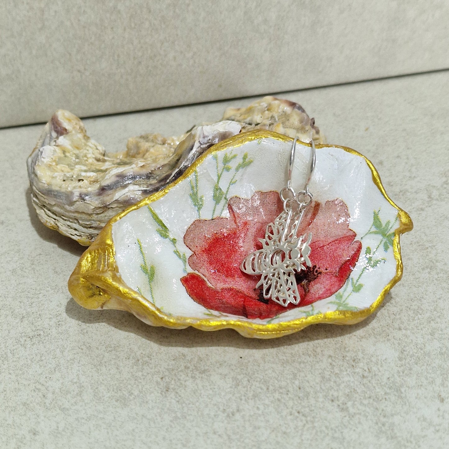 Poppies Poppy Flower Small Oyster Shell Trinket Dish