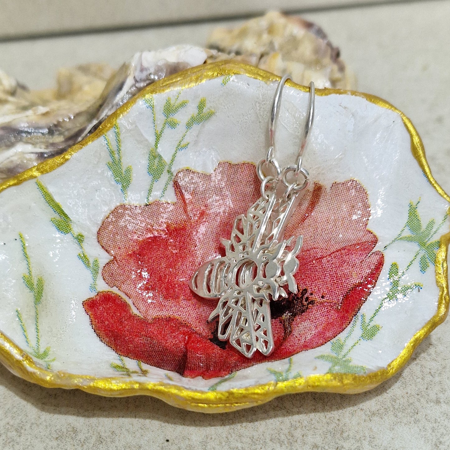 Poppies Poppy Flower Small Oyster Shell Trinket Dish