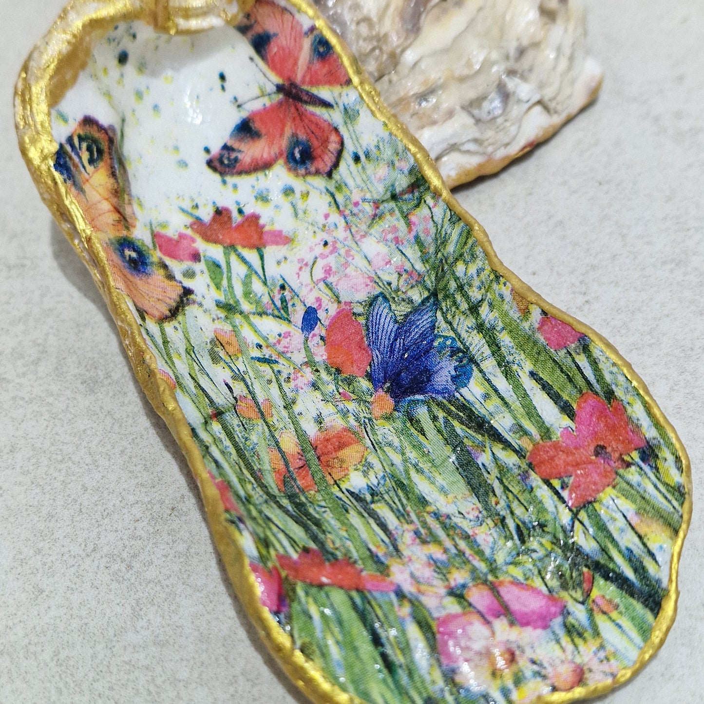 Wild Flower Meadow Large Oyster Shell Trinket Dish