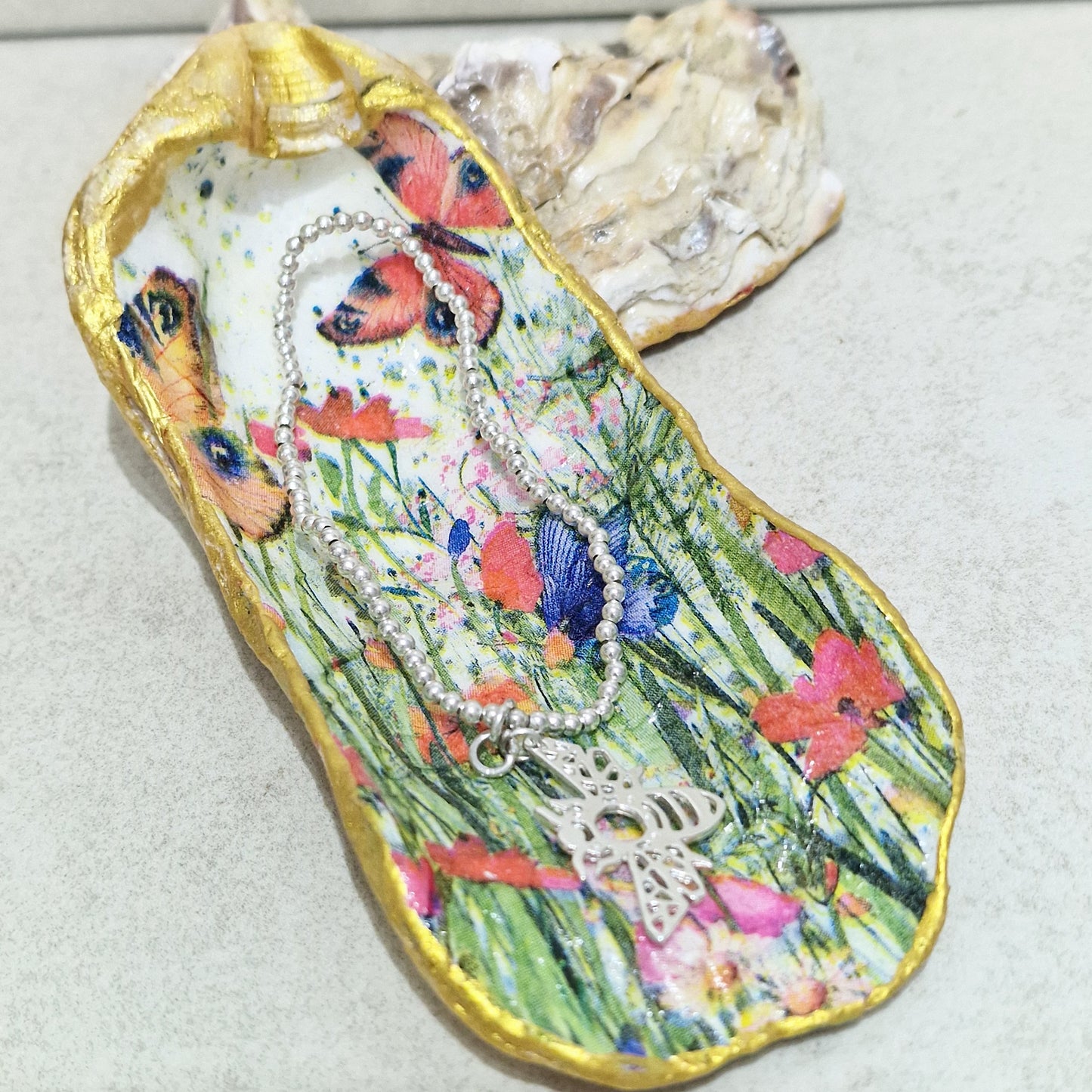 Wild Flower Meadow Large Oyster Shell Trinket Dish