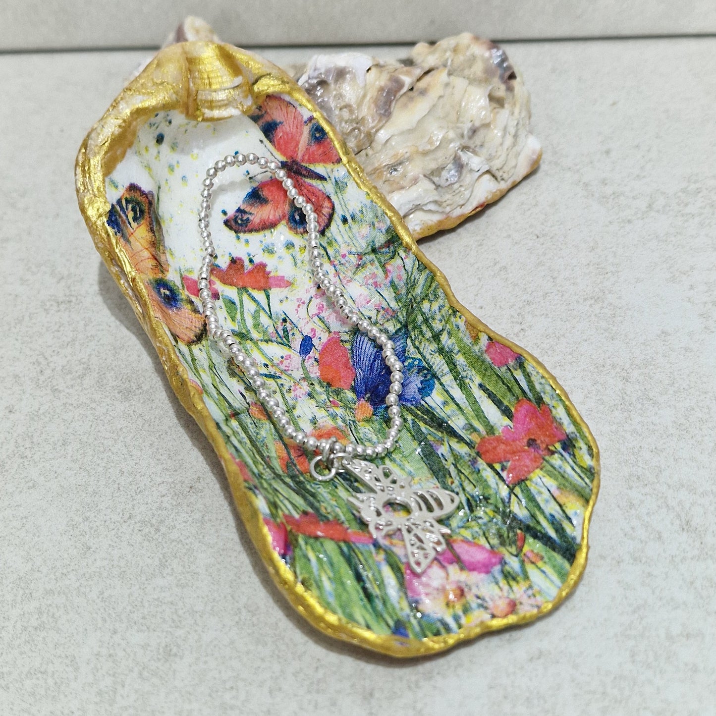 Wild Flower Meadow Large Oyster Shell Trinket Dish