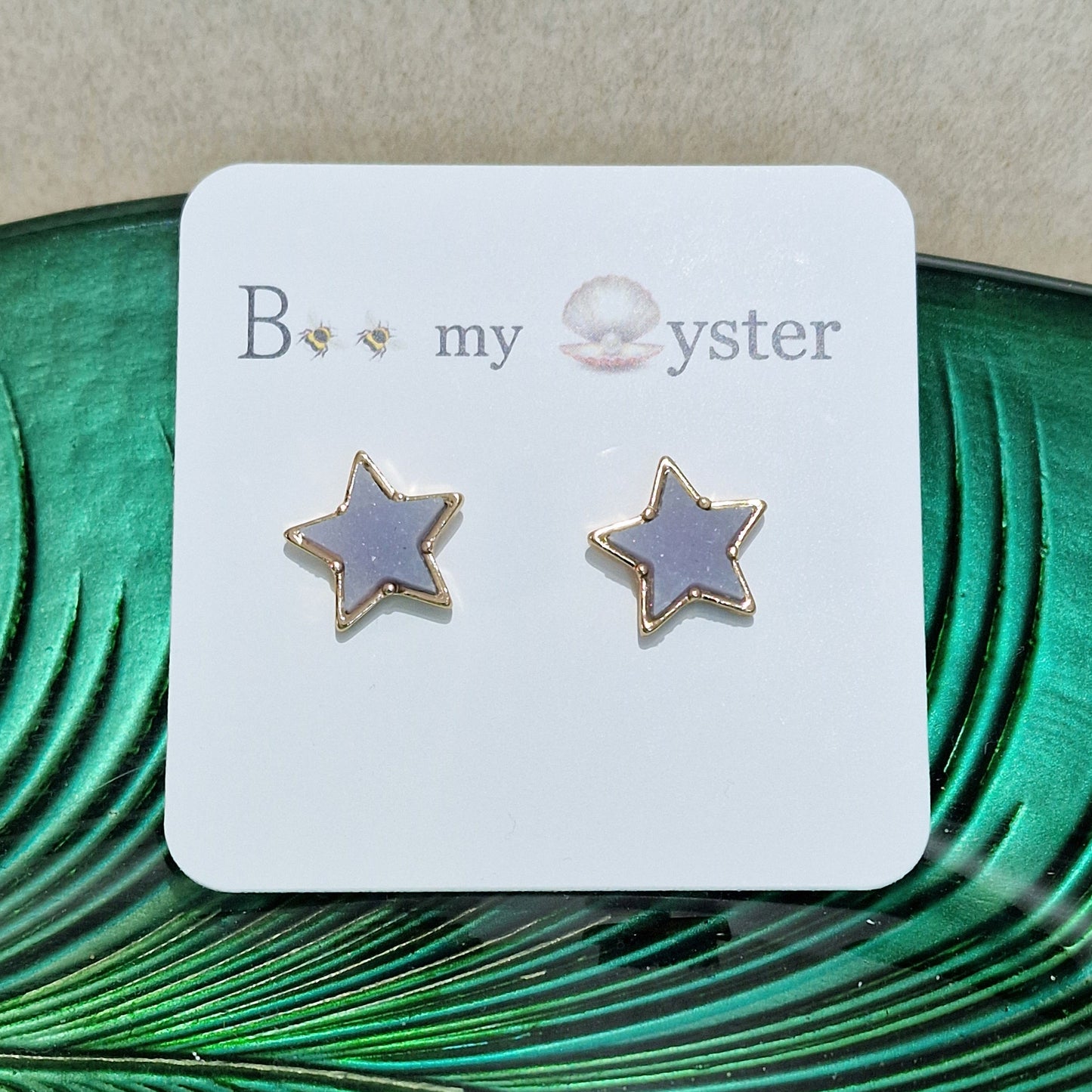 Lilac Druzy Star Stud Pierced Fashion Earrings