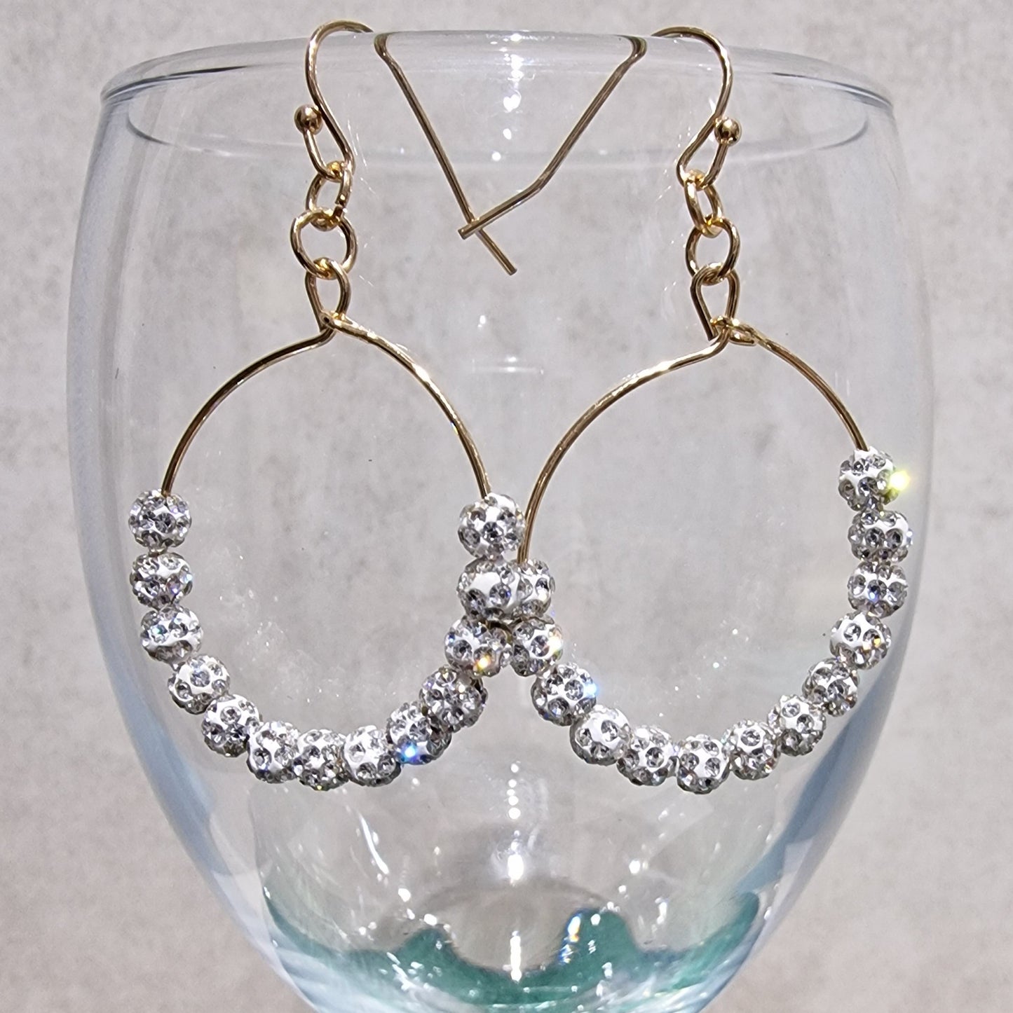 JEW-001 Clear Crystal Ball Pierced Hoop Fashion Earrings
