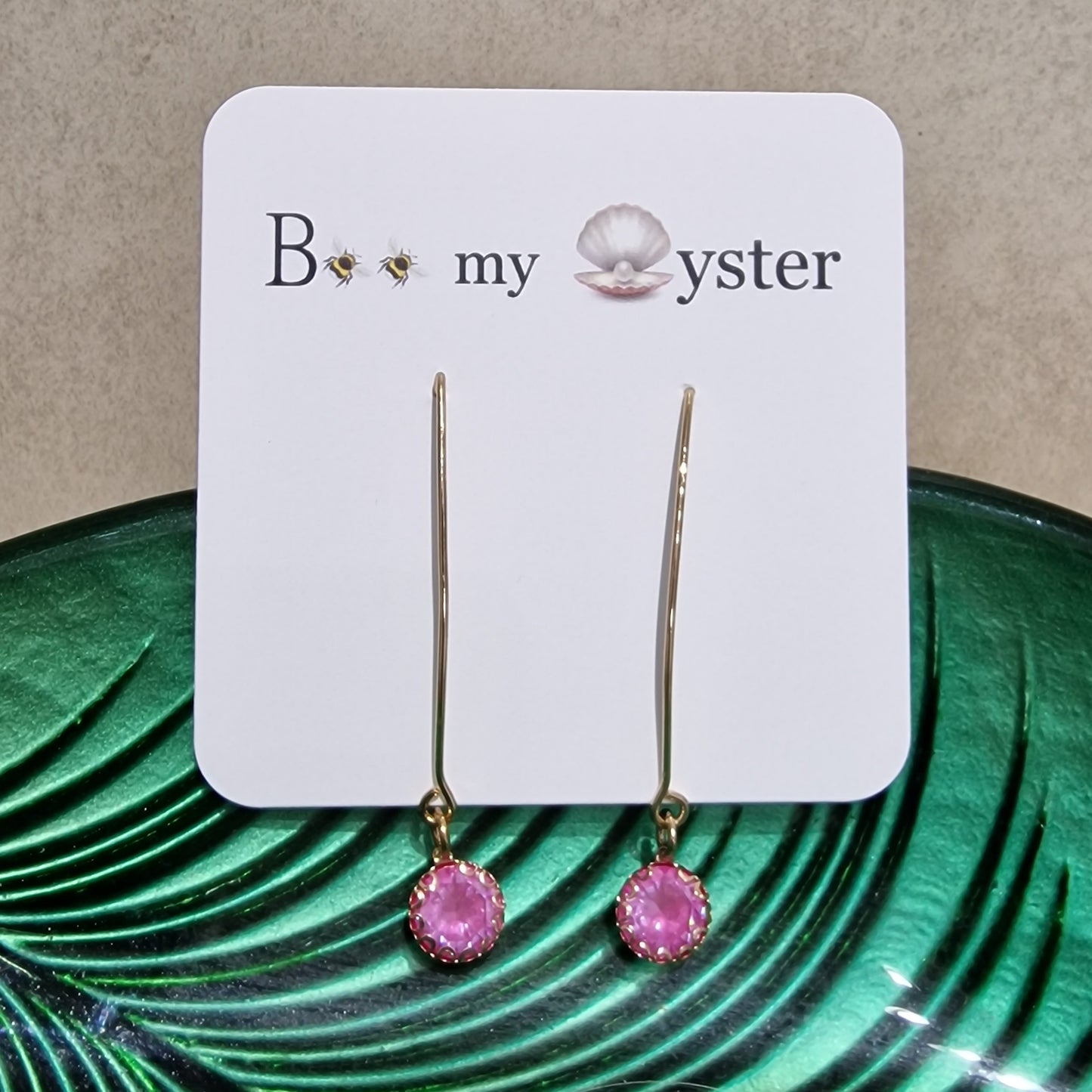 Fuchsia Crystal Long Pierced Drop Fashion Earrings