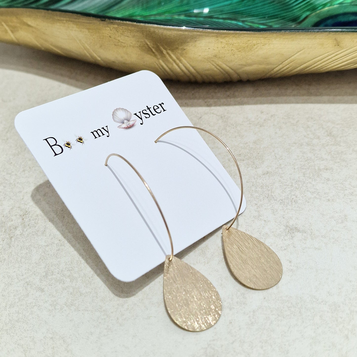 Rose Gold Teardrop Pierced Fashion Hoop Earrings
