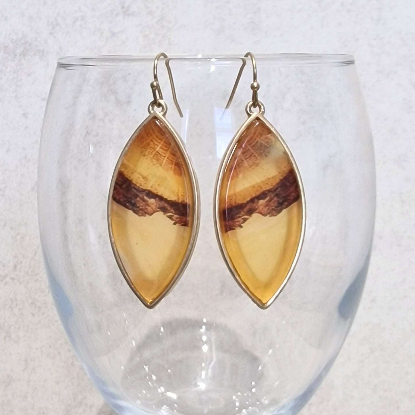 Amber Long Acrylic Pierced Drop Fashion Earrings